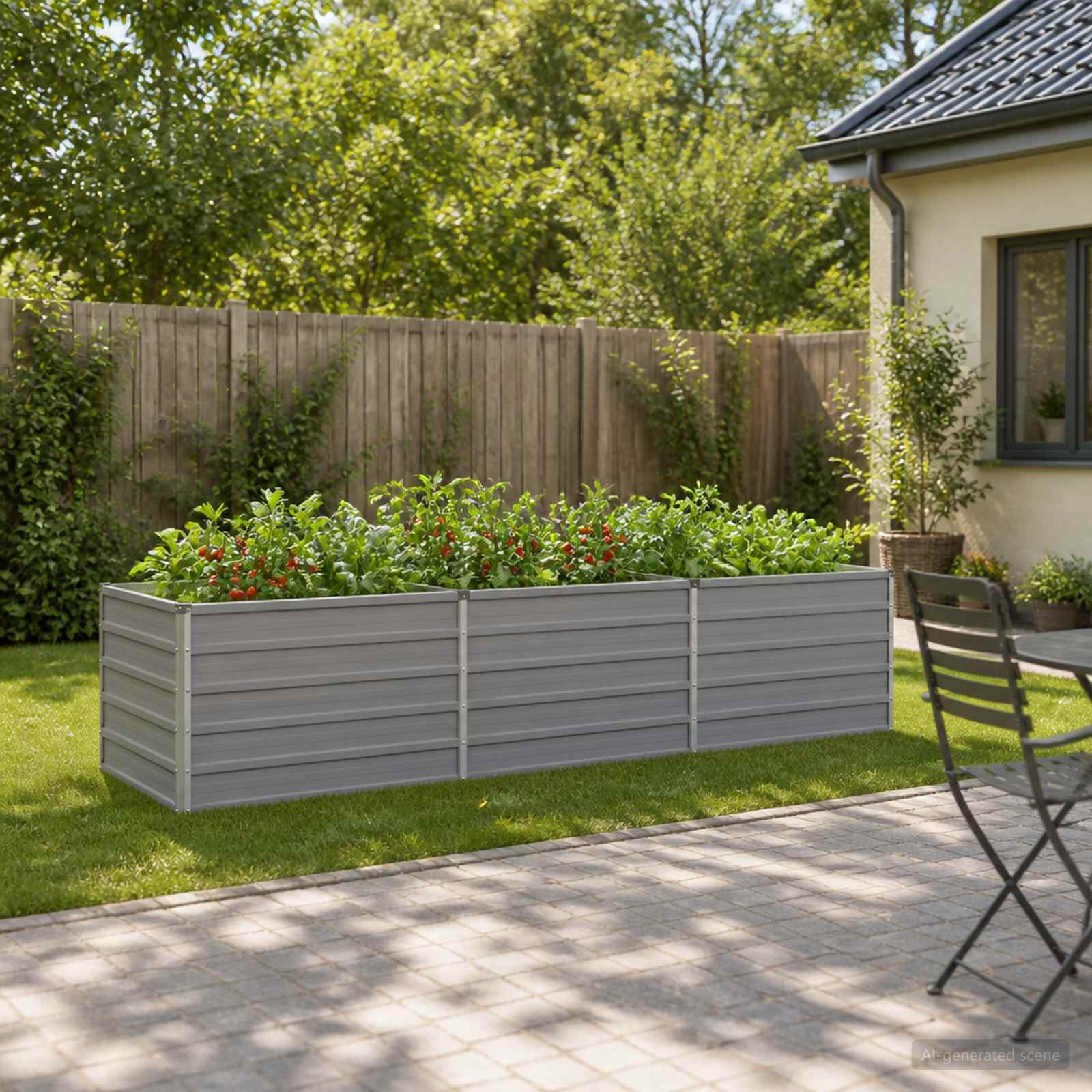 Raised Garden Bed Grey 240 x 80 x 55 cm cold-rolled steel