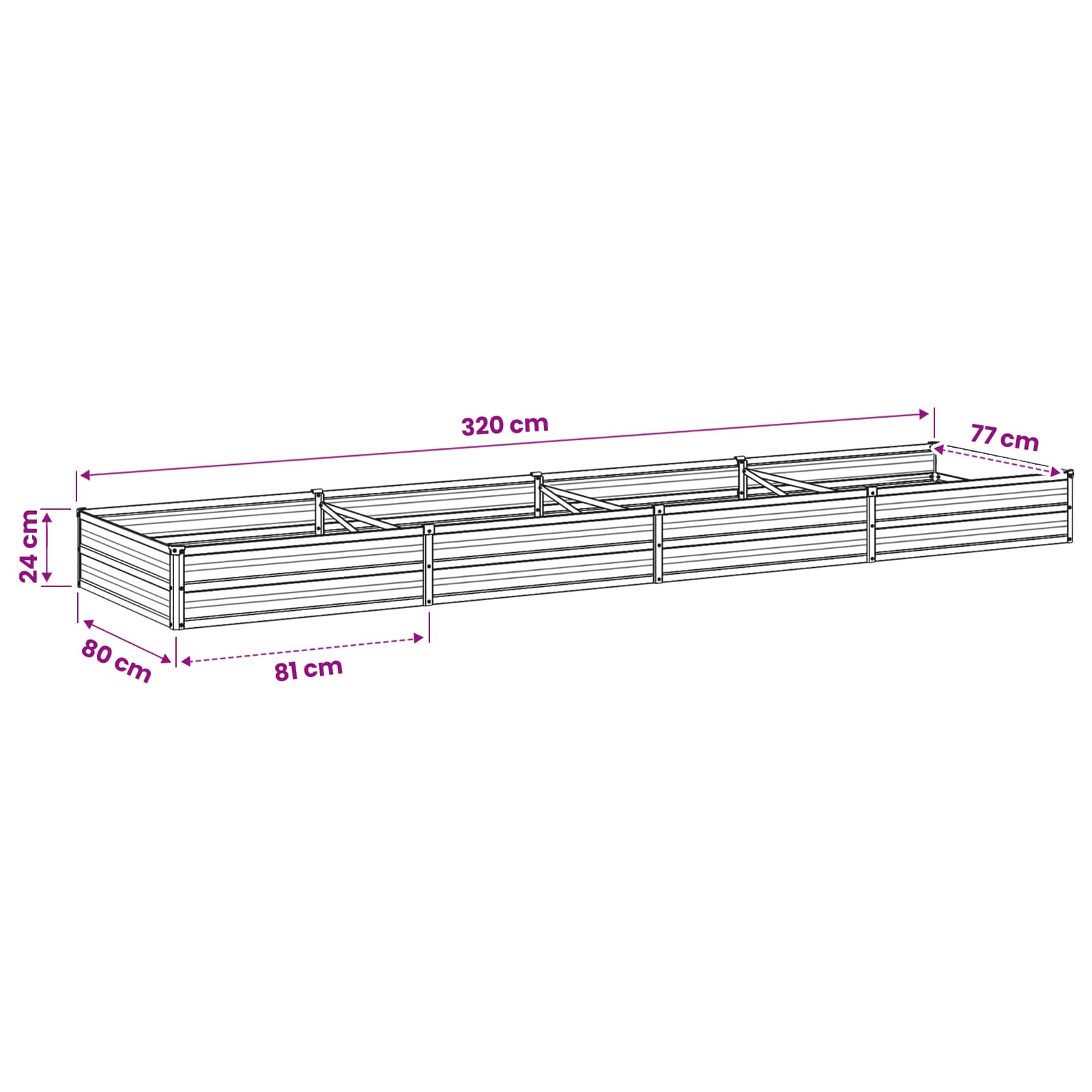 Raised Garden Bed Anthracite 320 x 80 x 24 cm cold-rolled steel