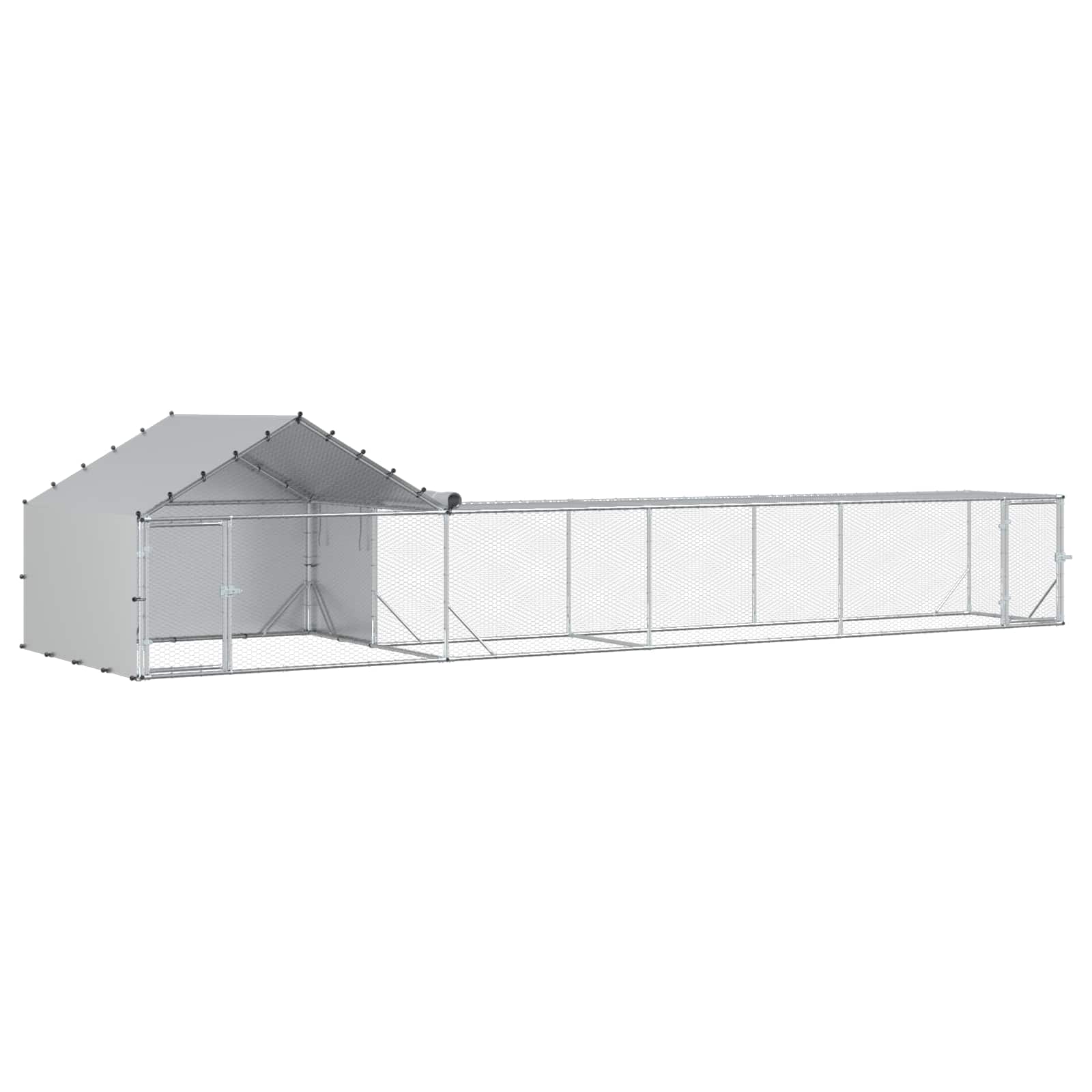 Chicken Coop with Roof and Yard 2 pcs Silver 7 x 2 x 1.5 m
