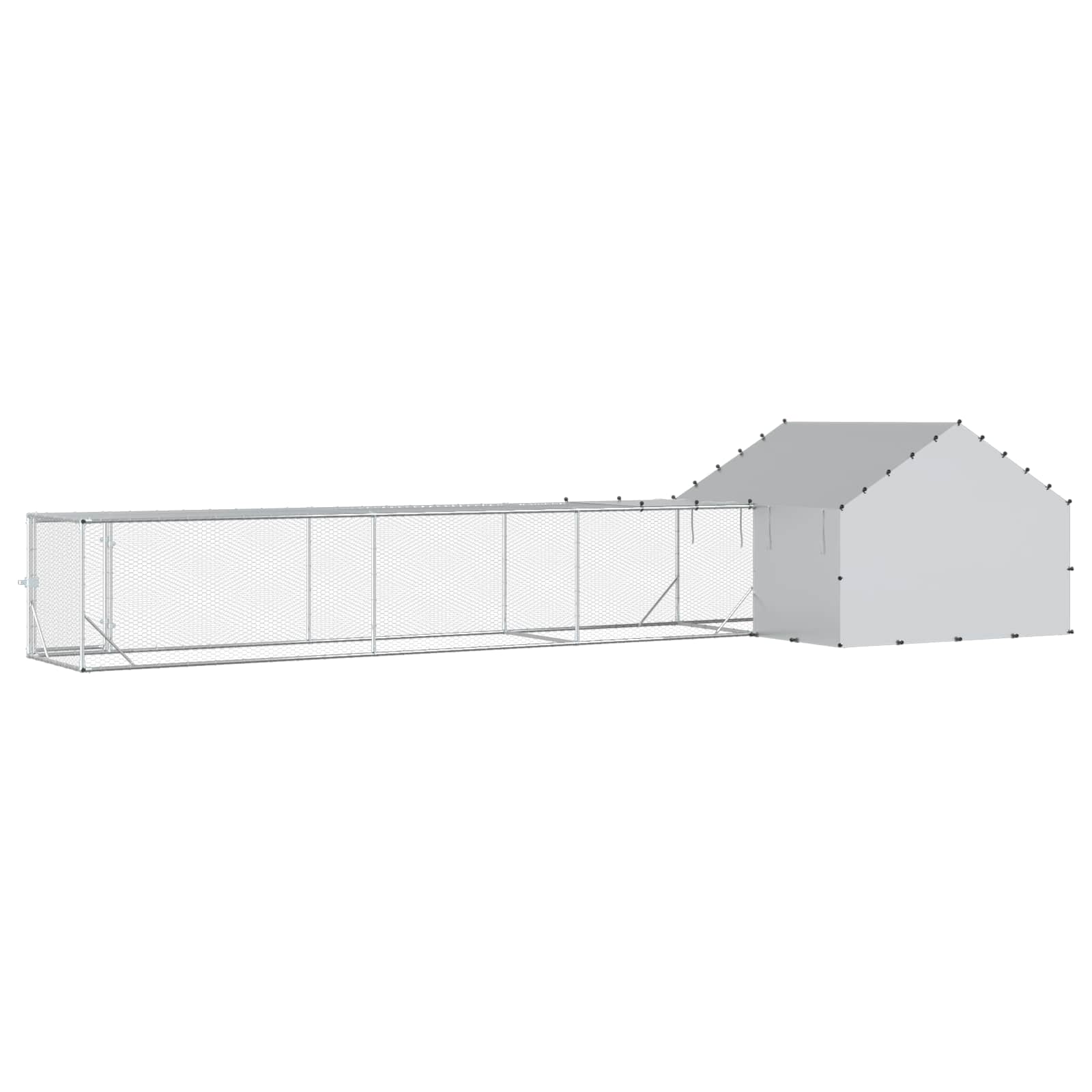 Chicken Coop with Roof and Yard 2 pcs Silver 7 x 2 x 1.5 m