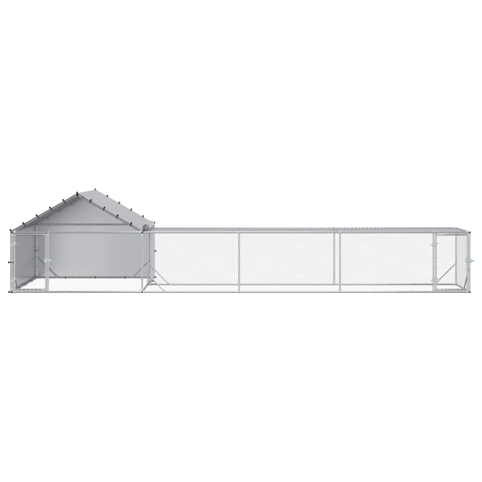 Chicken Coop with Roof and Yard 2 pcs Silver 7 x 2 x 1.5 m