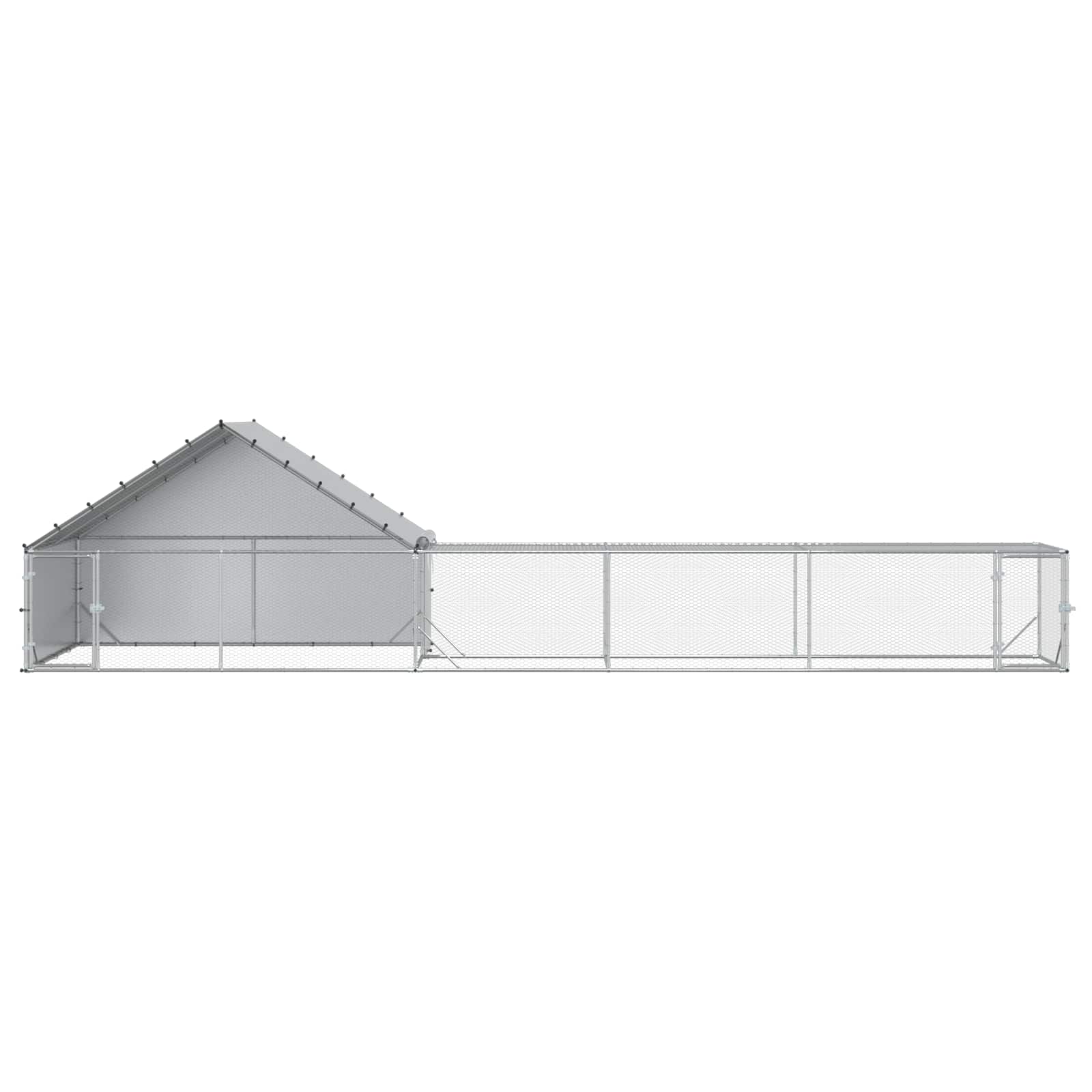 Chicken Coop with Roof and Yard 2 pcs Silver 8 x 2 x 1.9 m