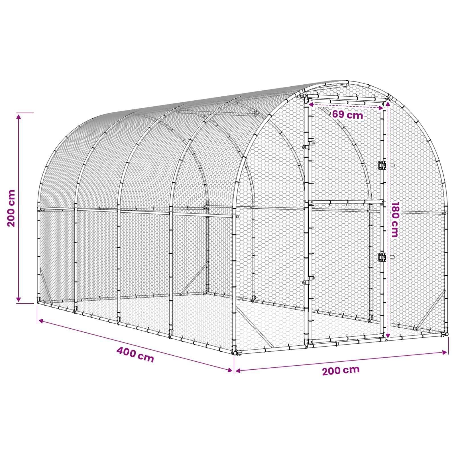 Chicken Coop Silver 400 x 200 x 200 cm Galvanised Steel