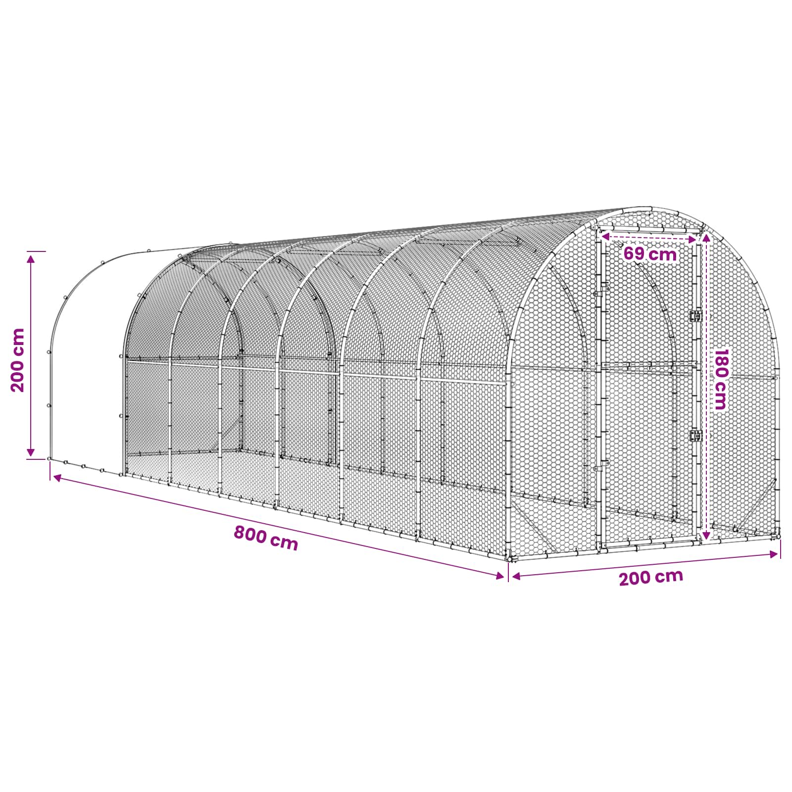 Chicken Coop Silver 800 x 200 x 200 cm Galvanised Steel