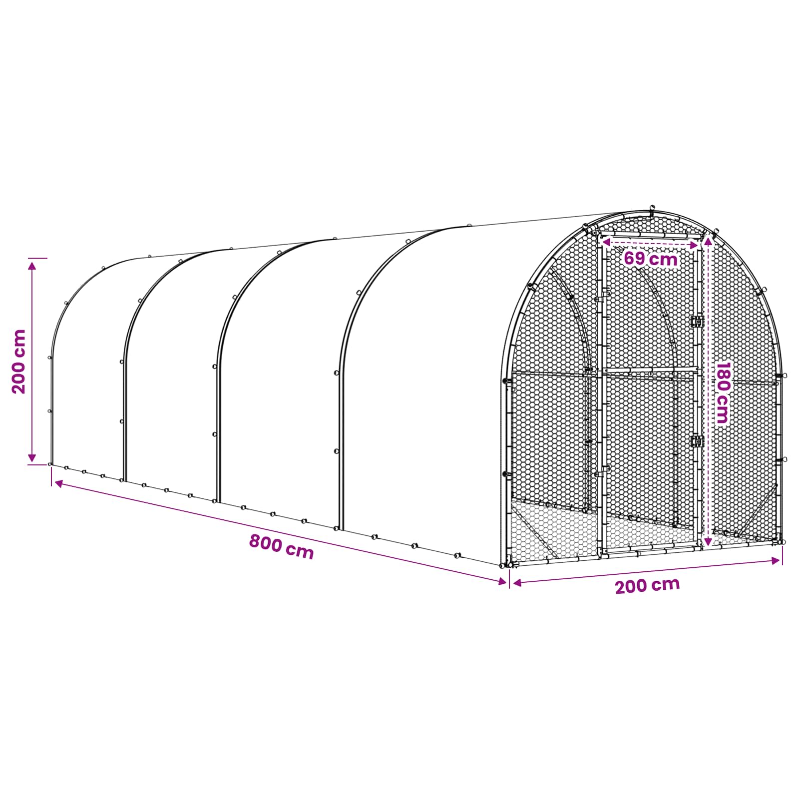 Chicken Coop Silver 800 x 200 x 200 cm Galvanised Steel