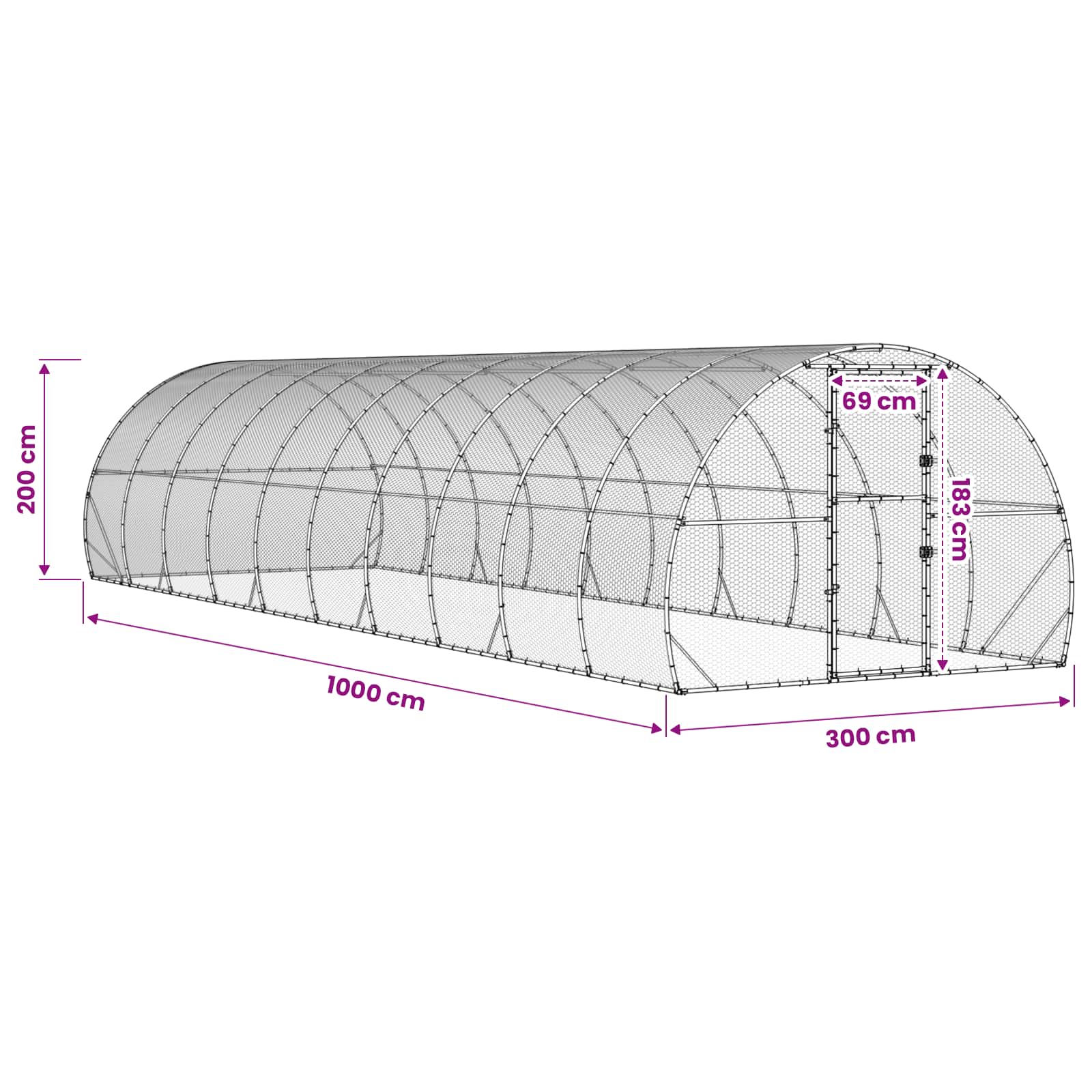 Chicken Coop Silver 1000 x 300 x 200 cm Galvanised Steel