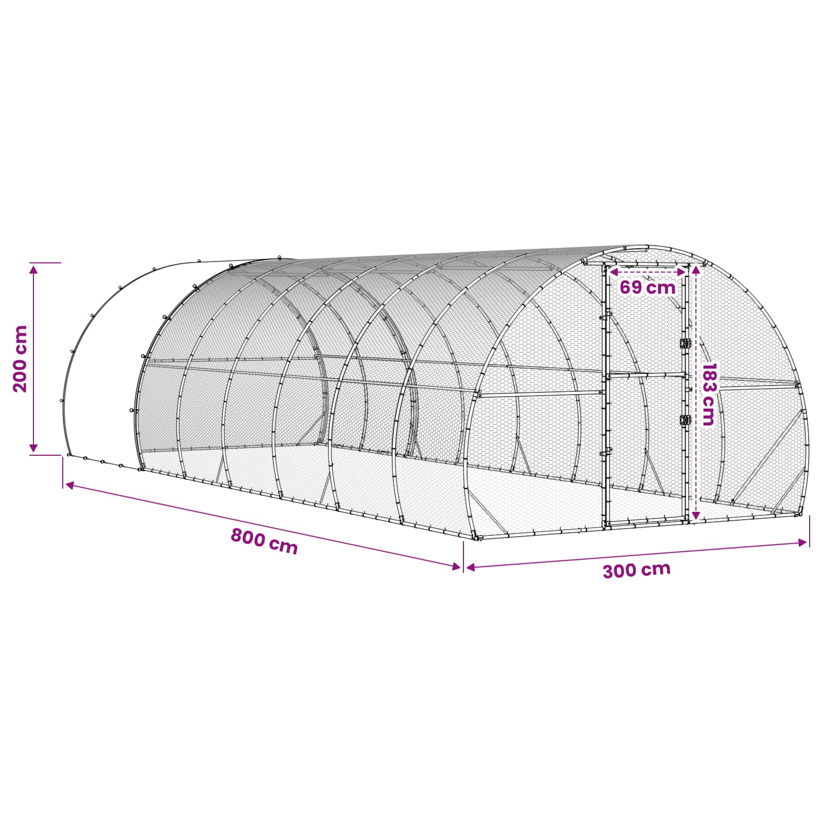 Chicken Coop Silver 800 x 300 x 200 cm Galvanised Steel