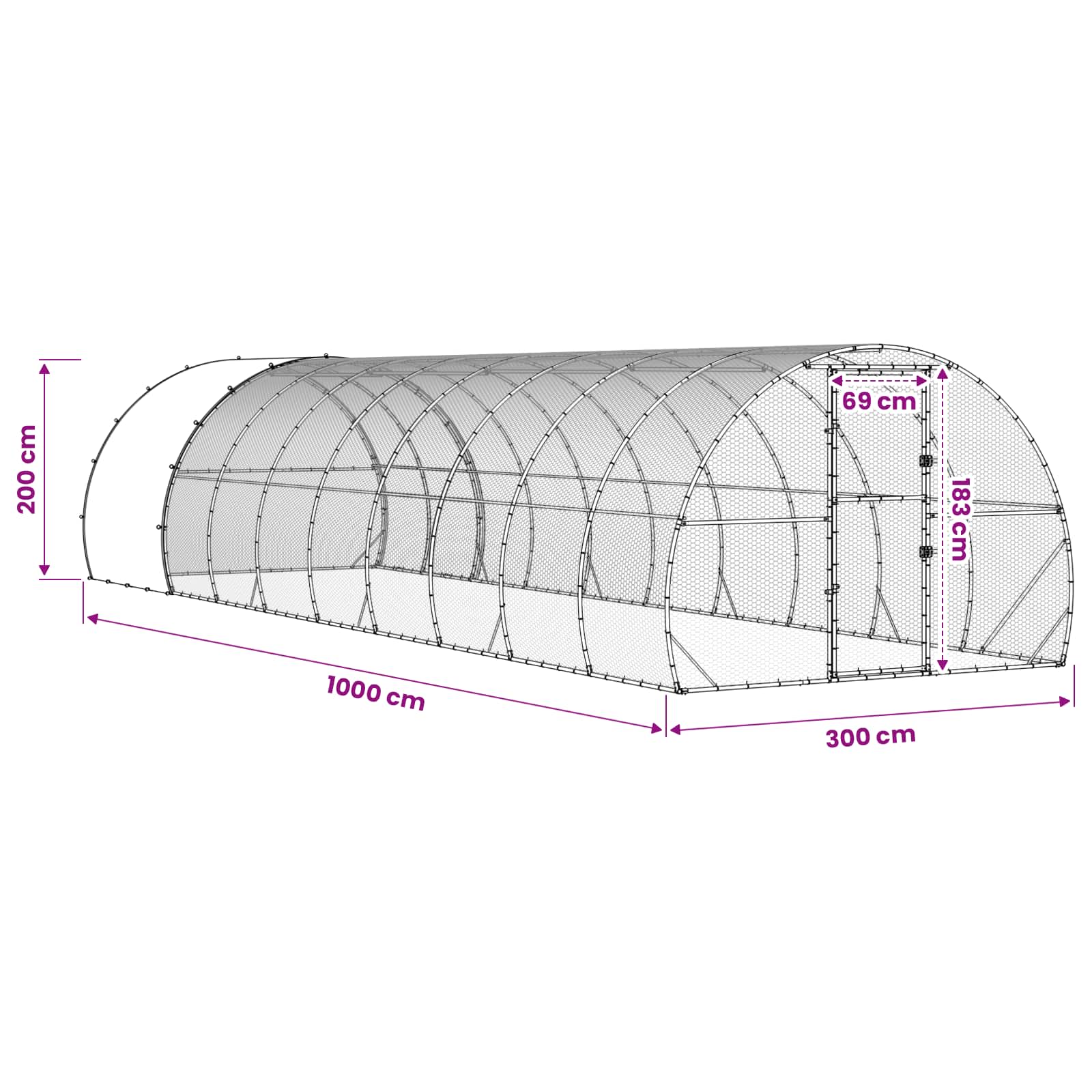 Chicken Coop Silver 1000 x 300 x 200 cm Galvanised Steel
