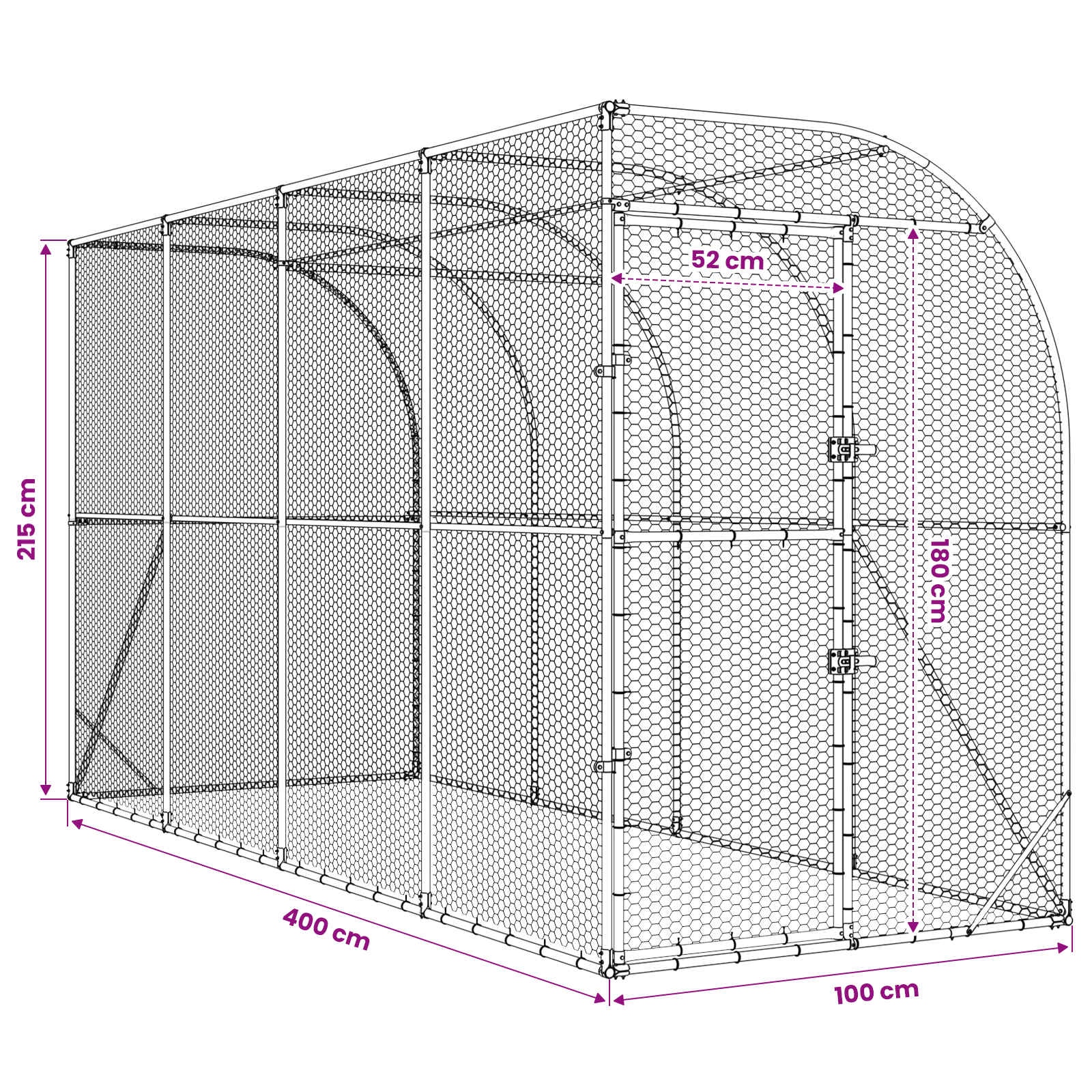 Against Wall Chicken Coop Silver 600 x 150 x 215 cm