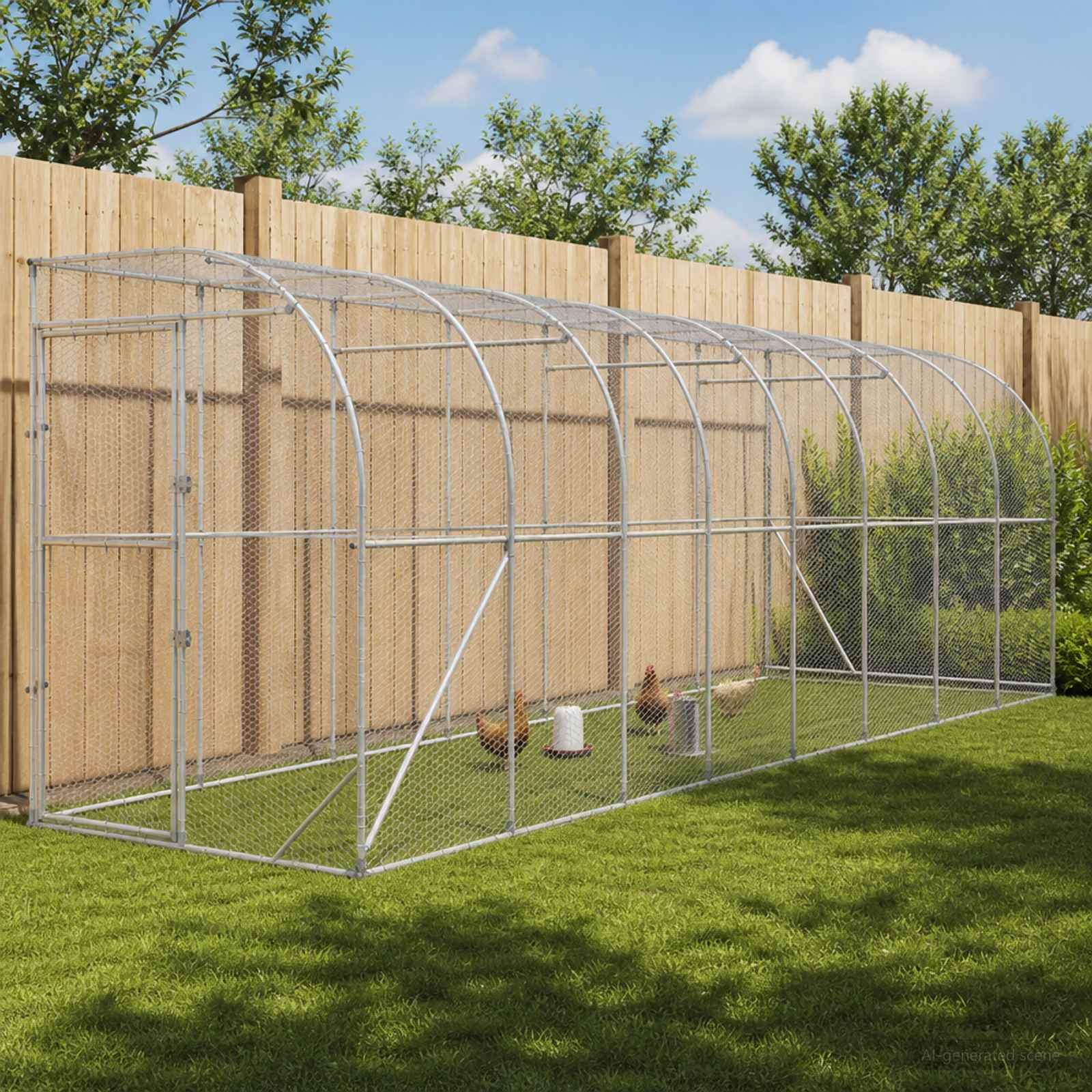 Against Wall Chicken Coop Silver 600 x 150 x 215 cm