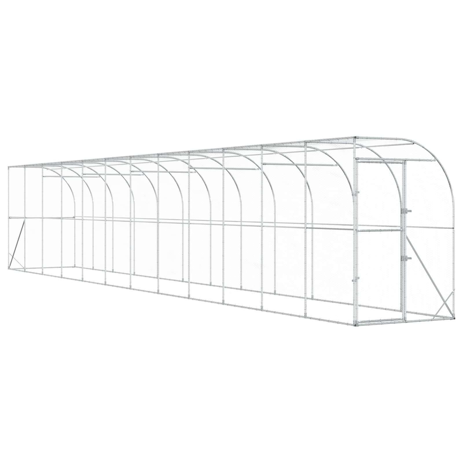 Against Wall Chicken Coop Silver 600 x 150 x 215 cm