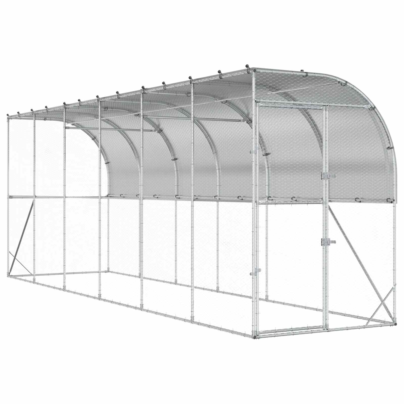 Against Wall Chicken Coop Silver 600 x 150 x 215 cm