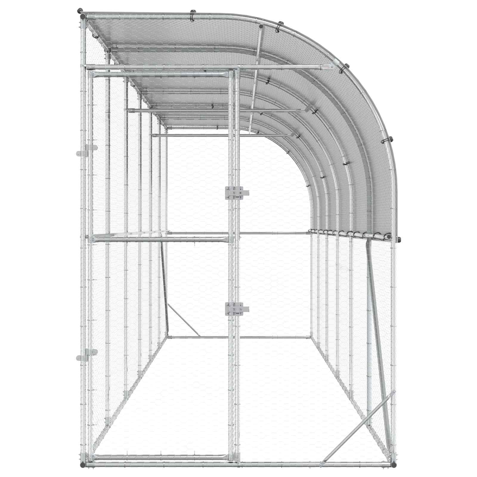 Against Wall Chicken Coop Silver 600 x 150 x 215 cm