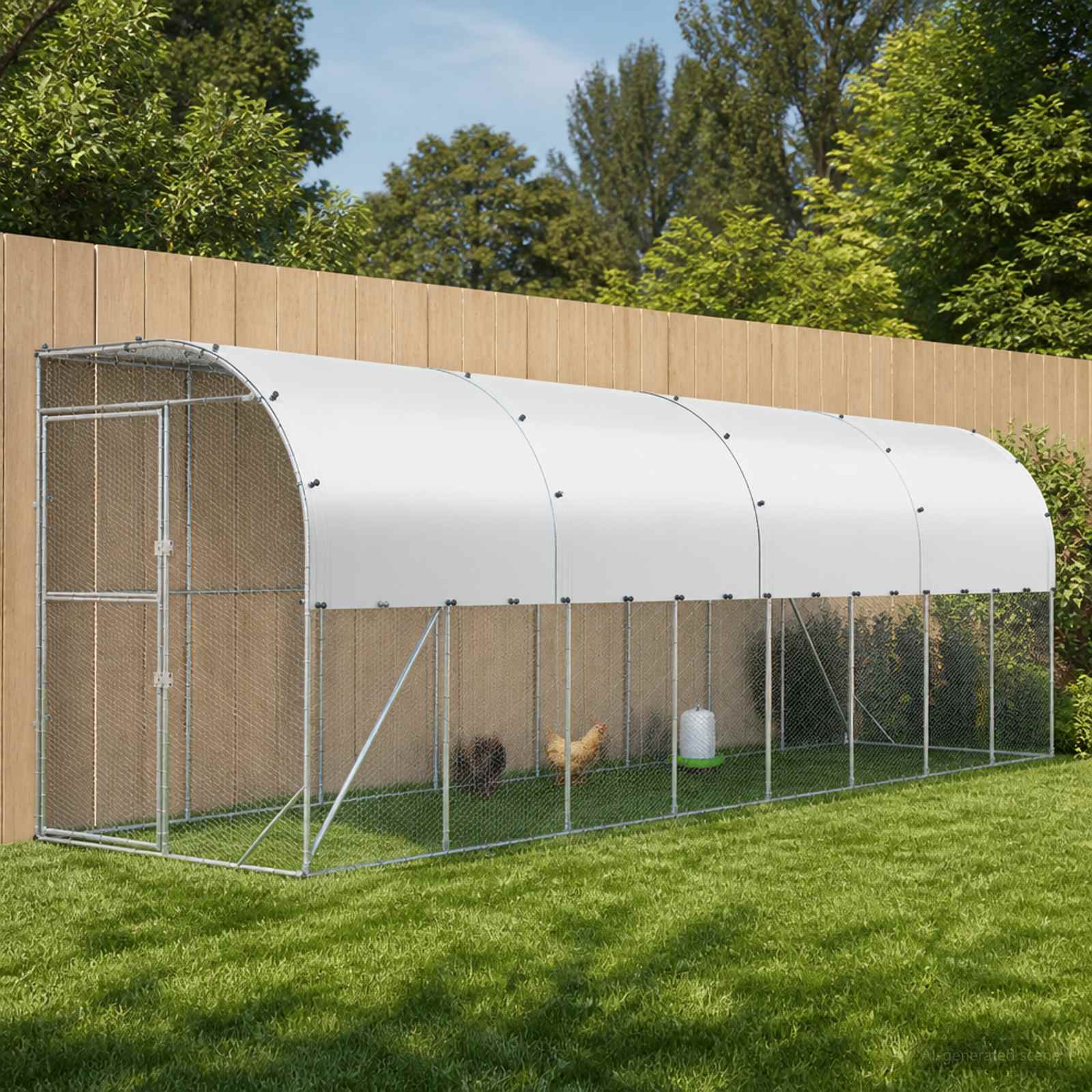 Against Wall Chicken Coop Silver 600 x 150 x 215 cm