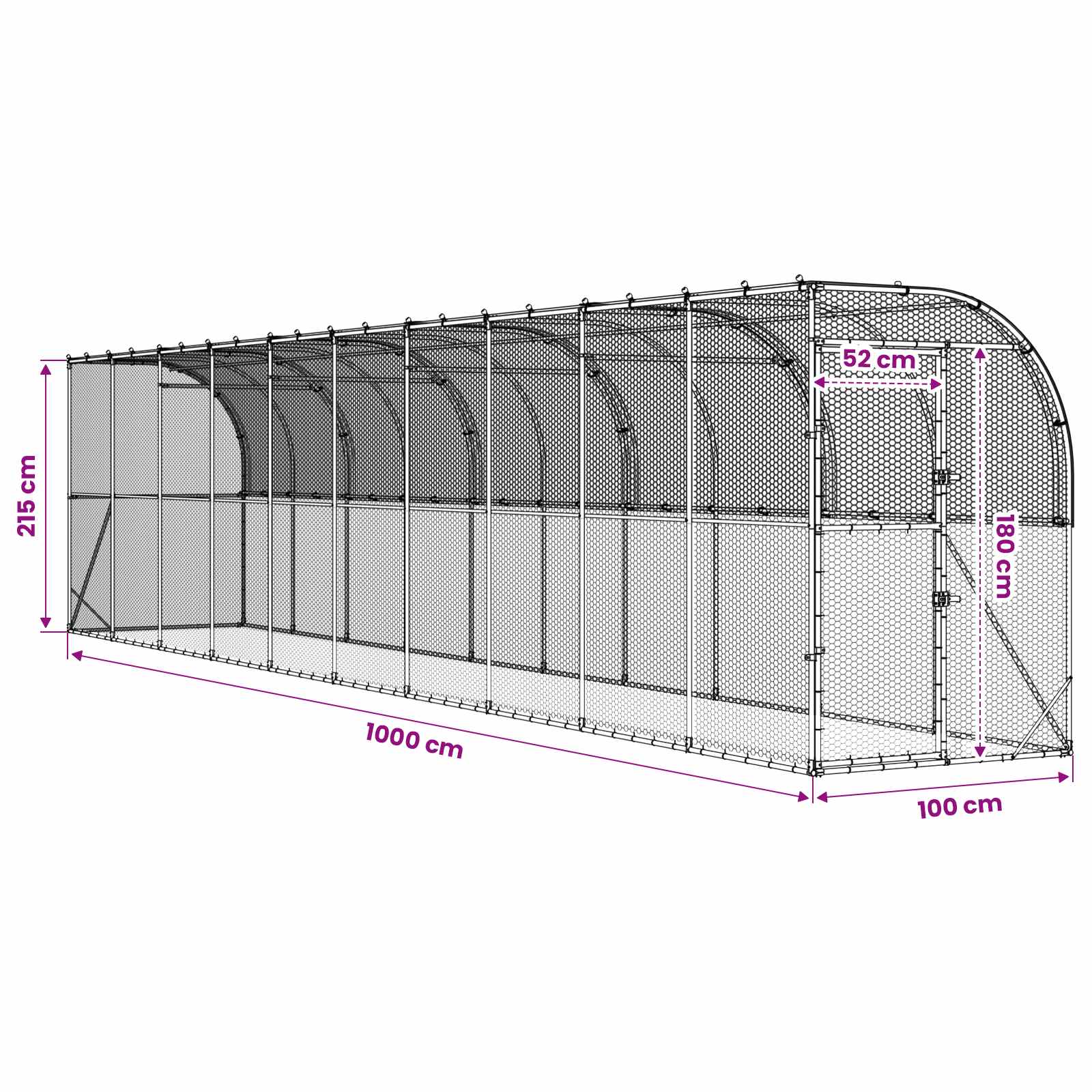 Against Wall Chicken Coop Silver 600 x 150 x 215 cm