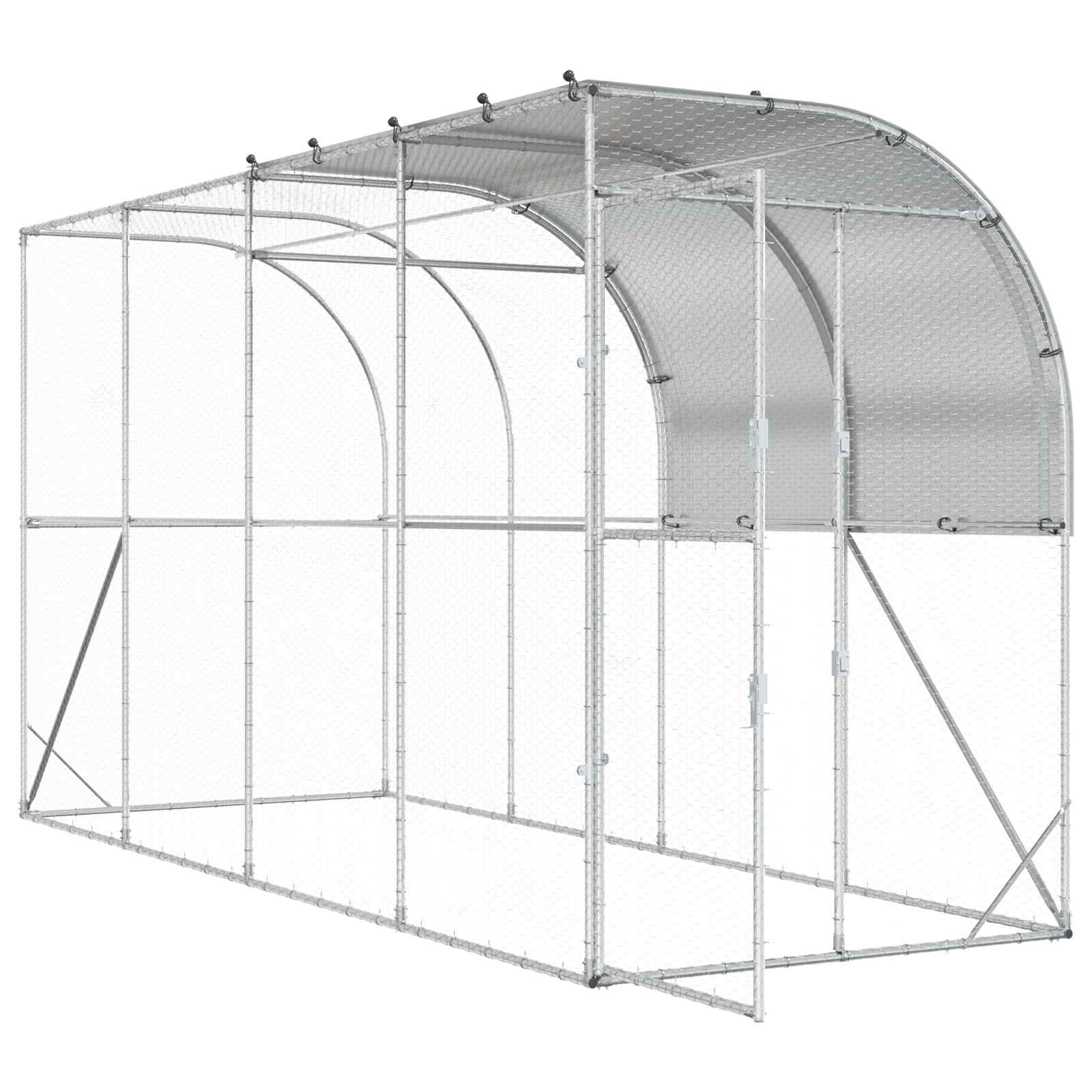 Against Wall Chicken Coop Silver 400 x 100 x 215 cm