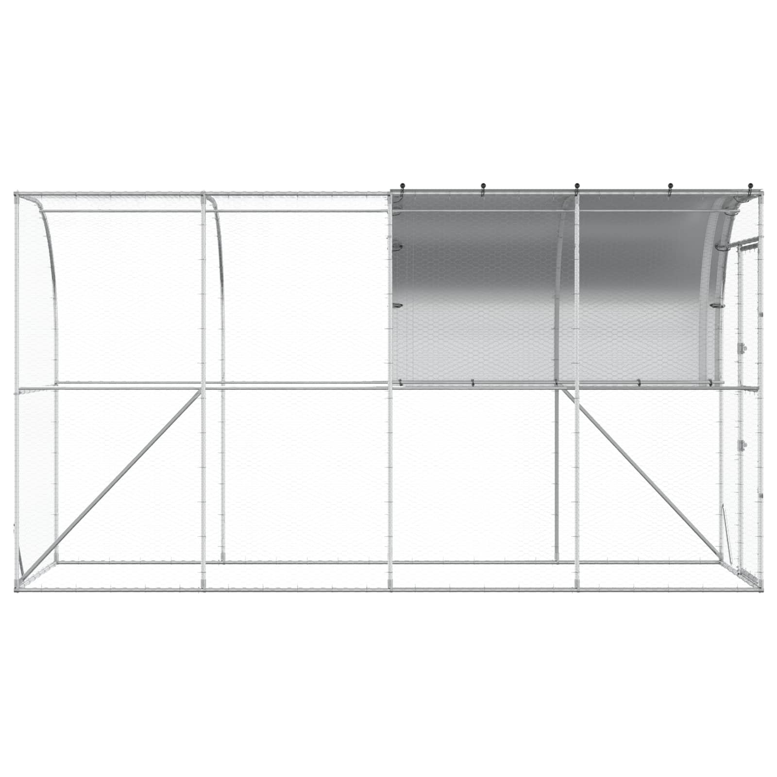 Against Wall Chicken Coop Silver 400 x 100 x 215 cm
