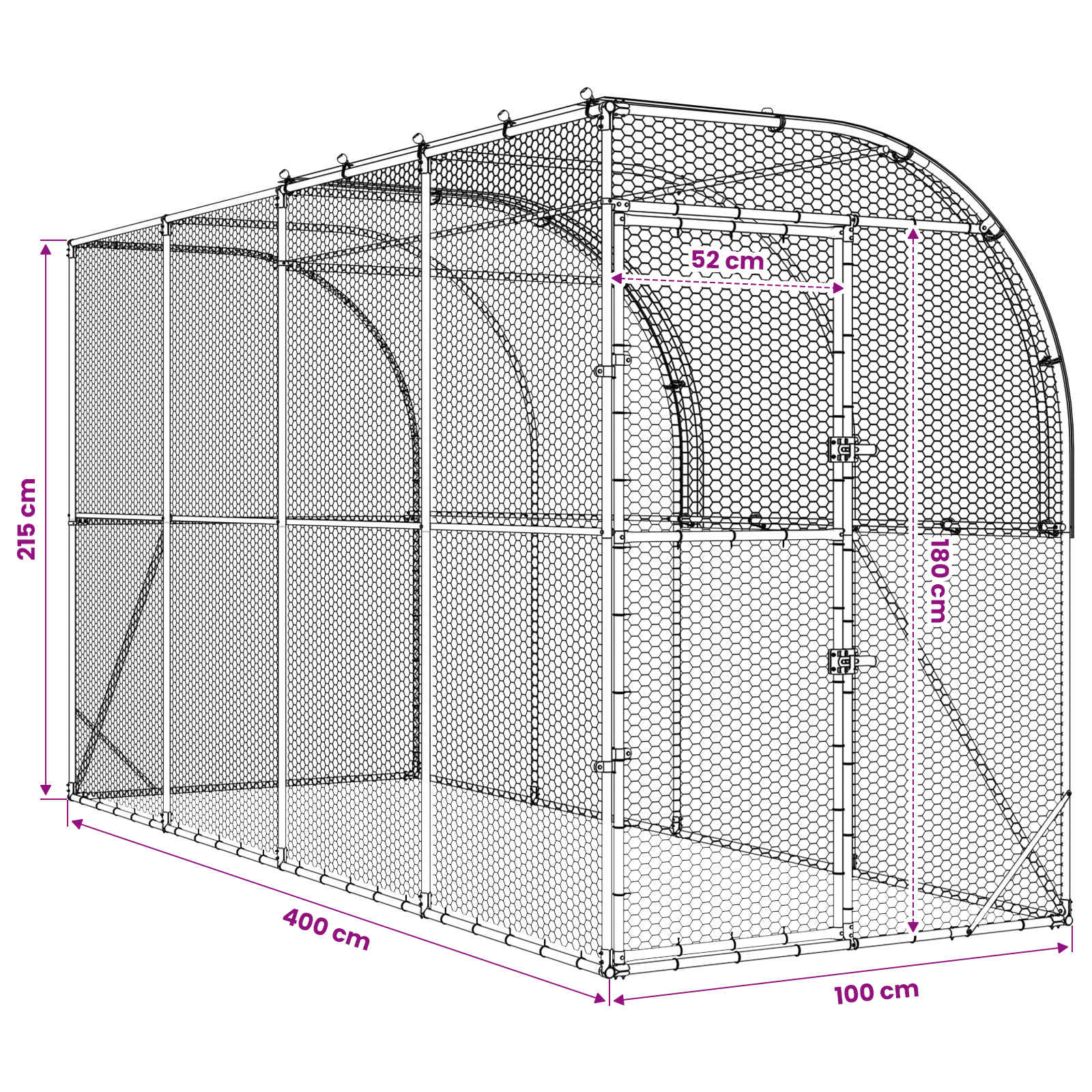 Against Wall Chicken Coop Silver 400 x 100 x 215 cm