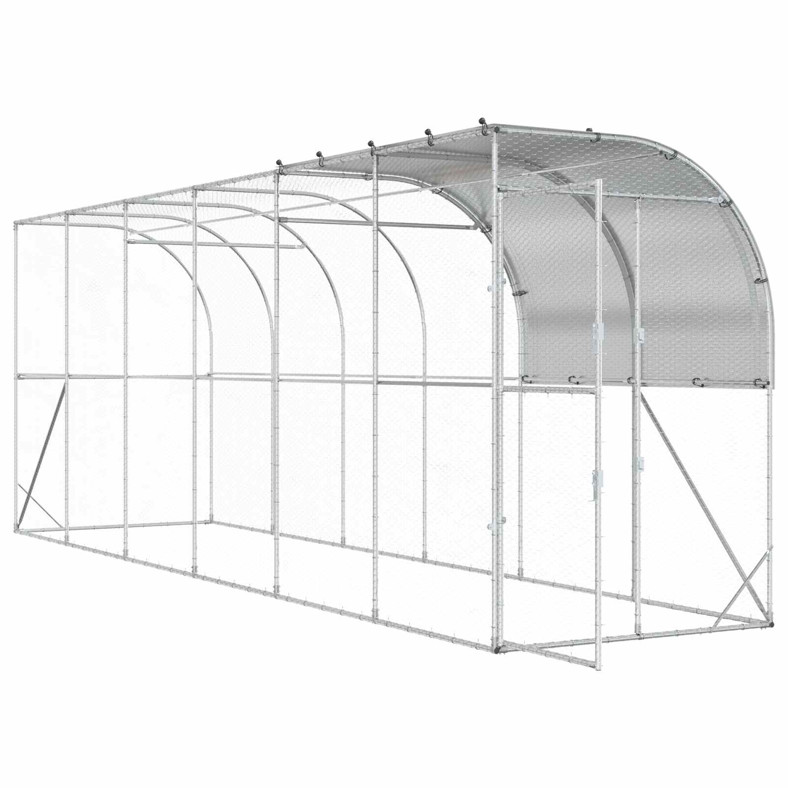 Against Wall Chicken Coop Silver 600 x 100 x 215 cm