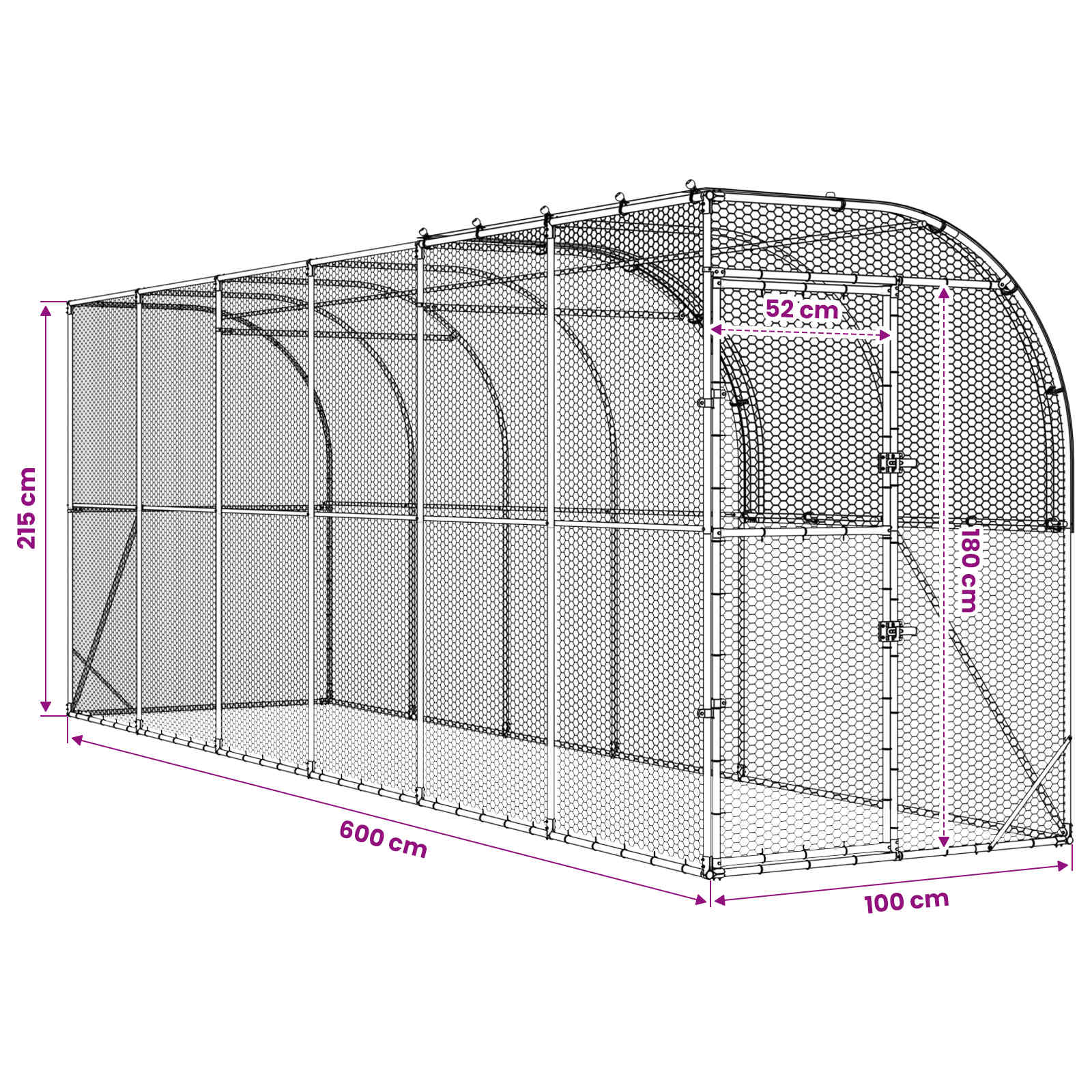 Against Wall Chicken Coop Silver 600 x 100 x 215 cm