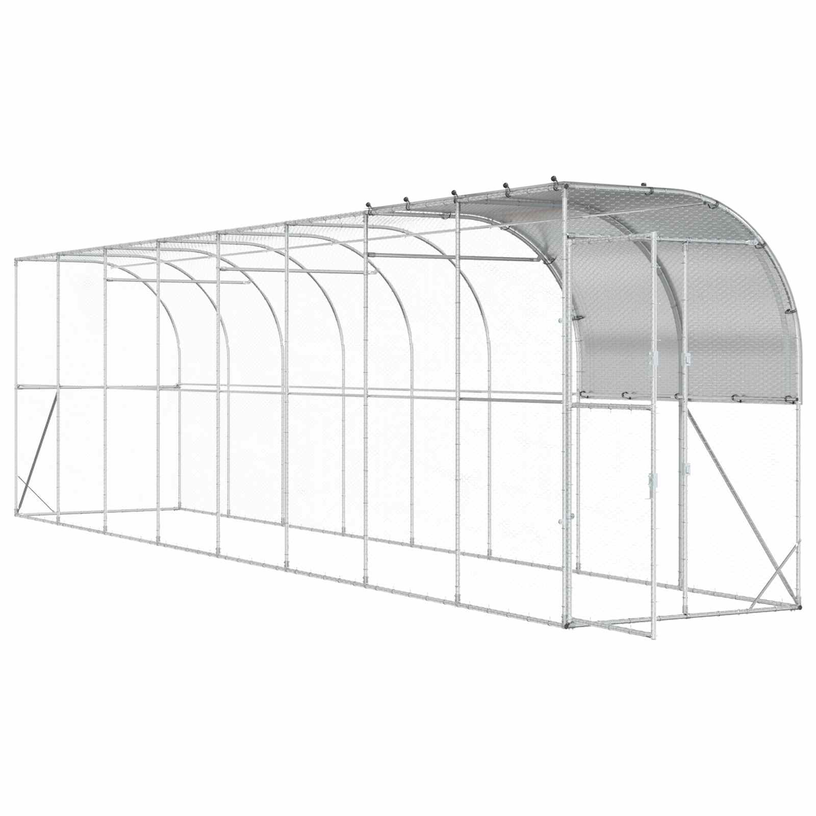 Against Wall Chicken Coop Silver 800 x 100 x 215 cm