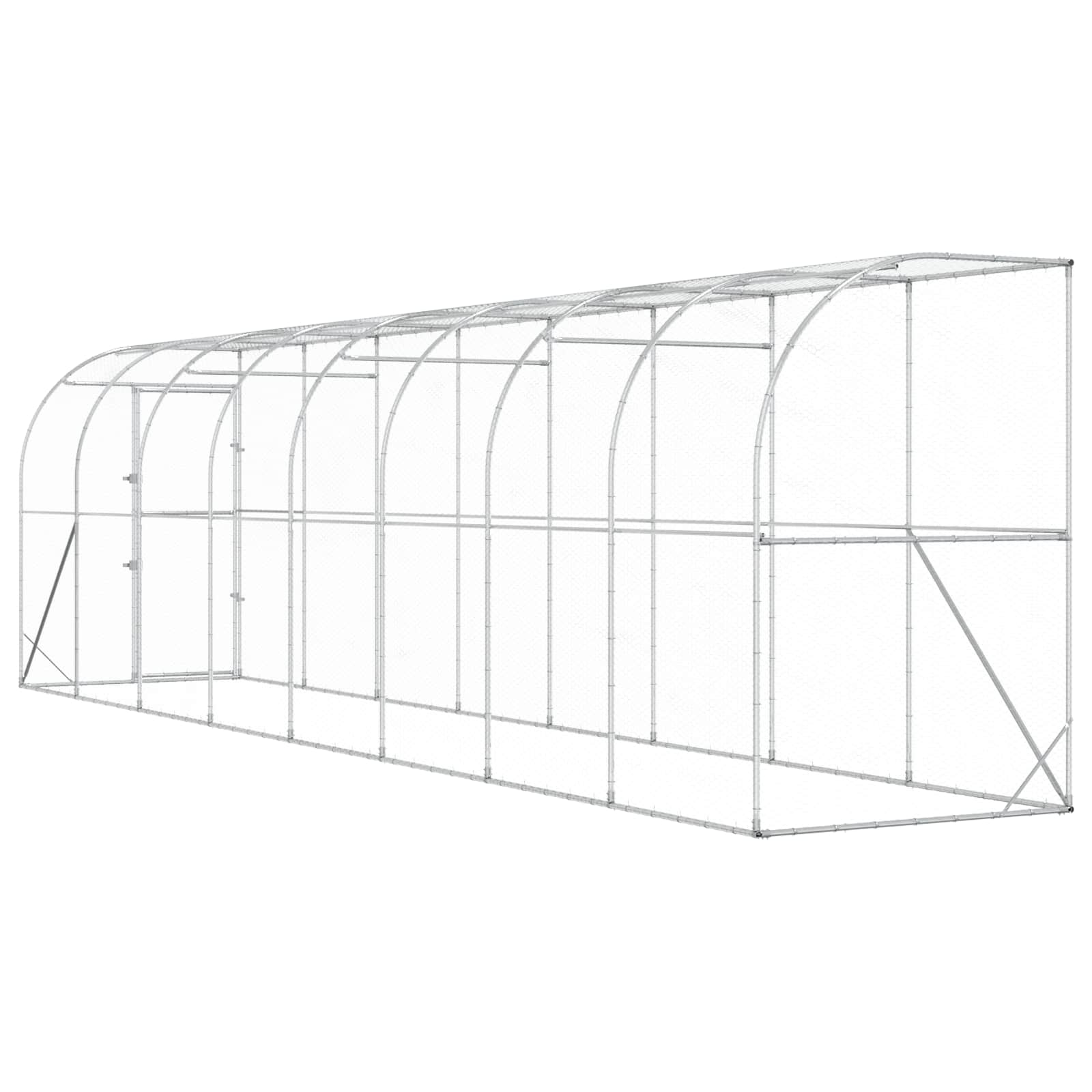 Against Wall Chicken Coop Silver 600 x 150 x 215 cm