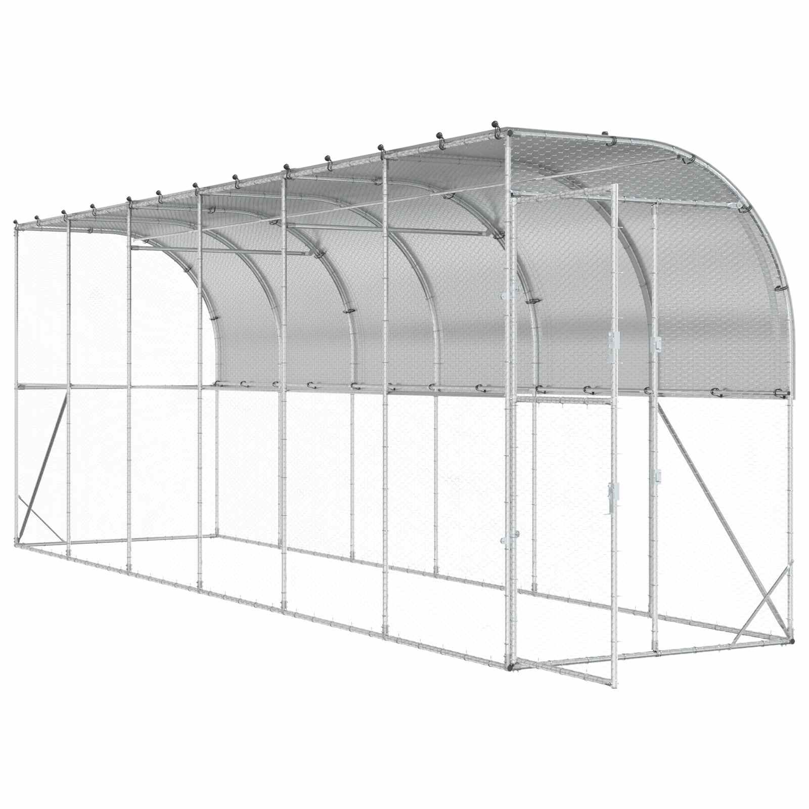 Against Wall Chicken Coop Silver 600 x 150 x 215 cm