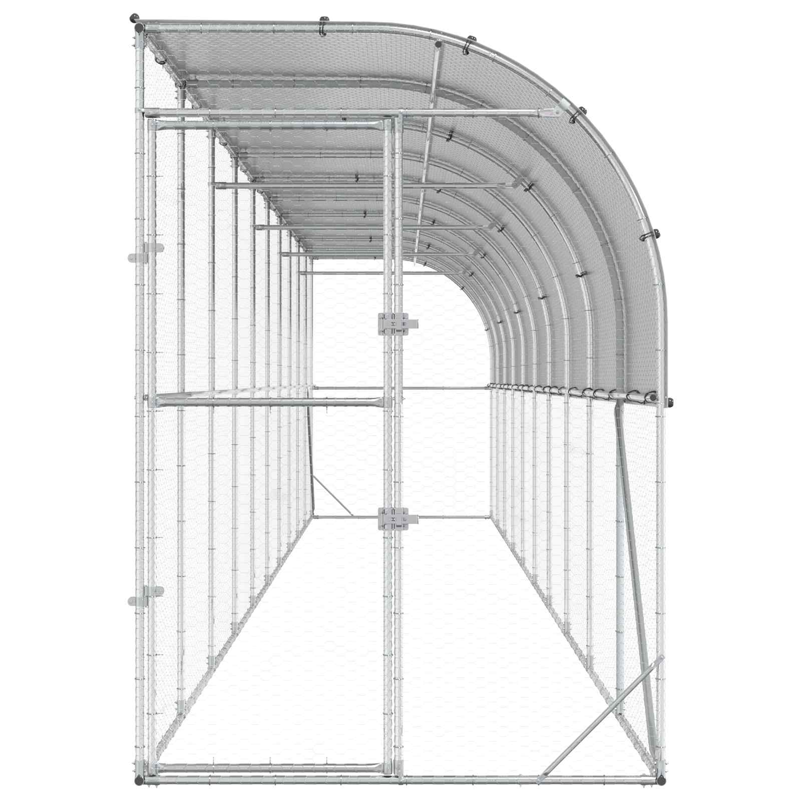 Against Wall Chicken Coop Silver 600 x 150 x 215 cm