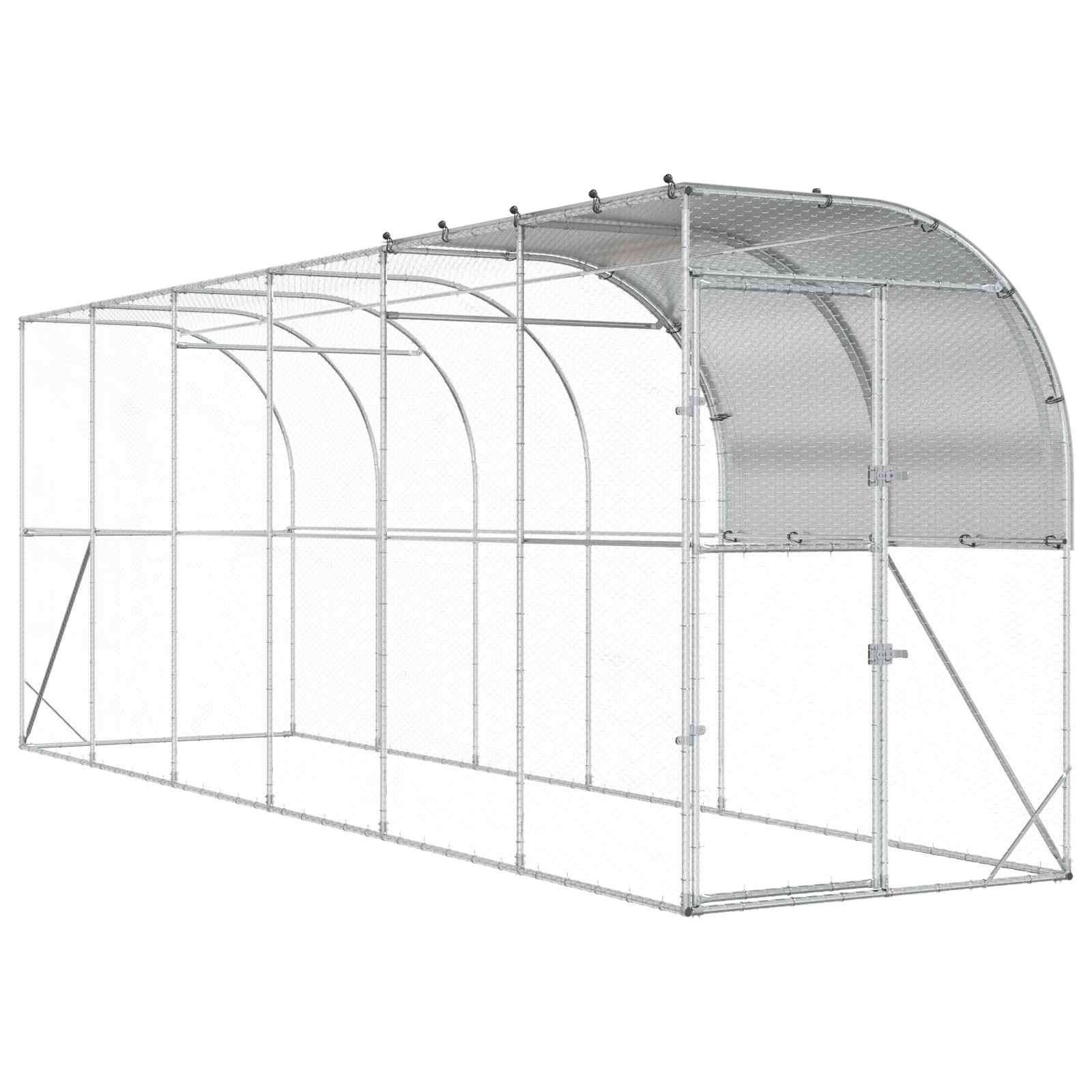 Against Wall Chicken Coop Silver 600 x 150 x 215 cm