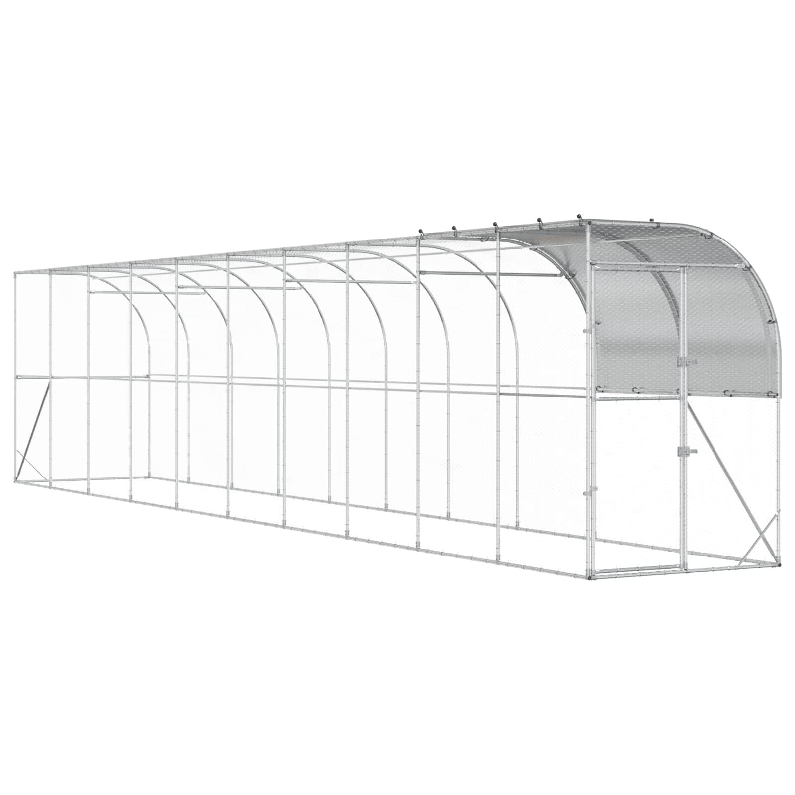 Against Wall Chicken Coop Silver 1000 x 150 x 215 cm