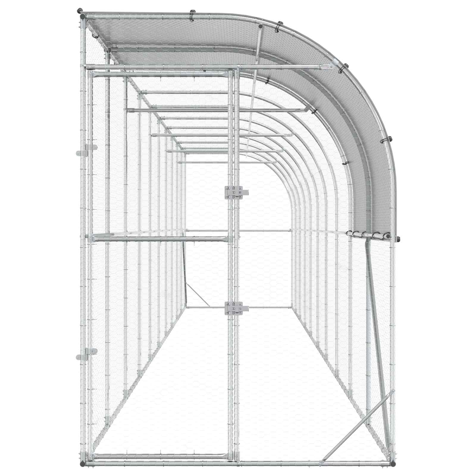 Against Wall Chicken Coop Silver 1000 x 150 x 215 cm