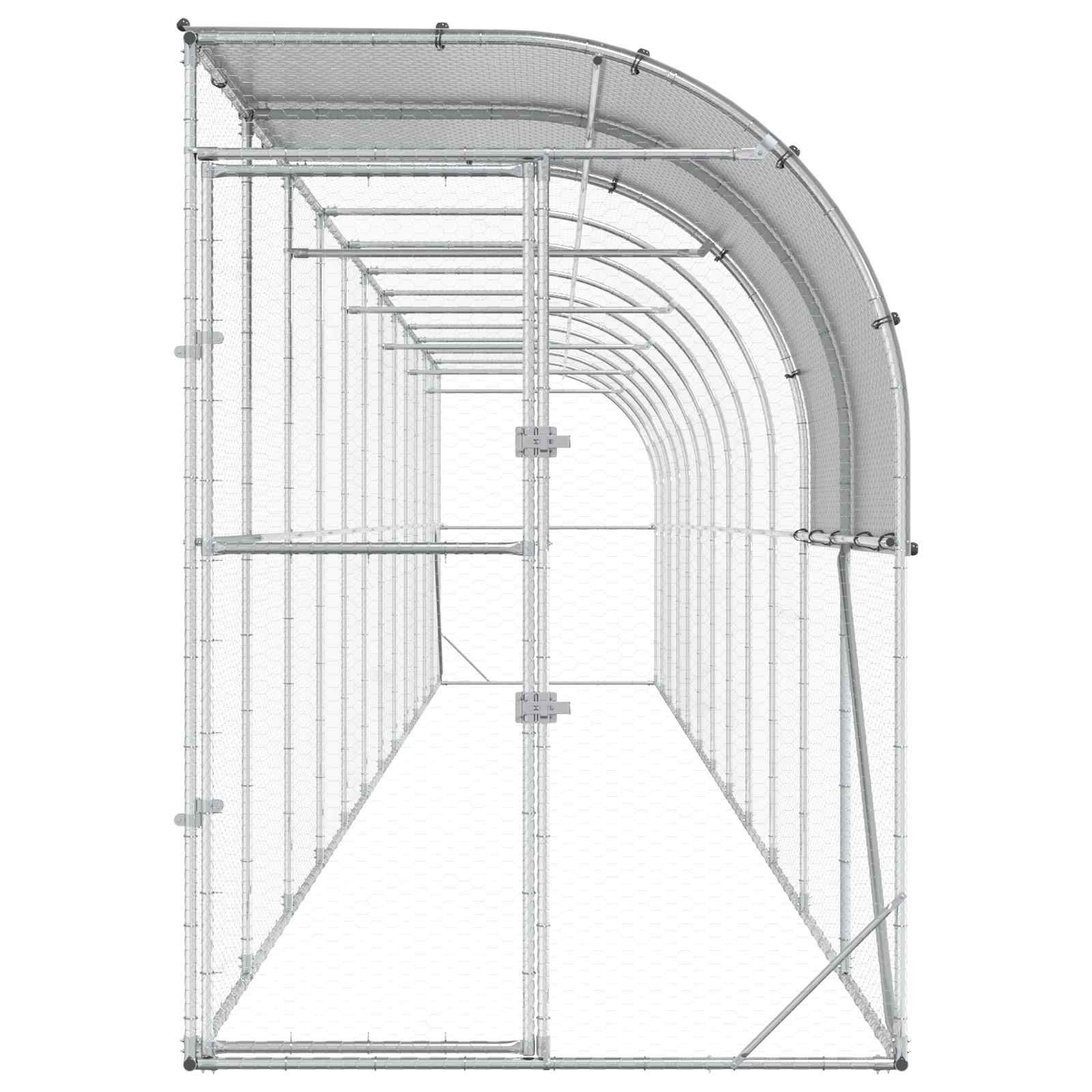 Against Wall Chicken Coop Silver 1200 x 150 x 215 cm