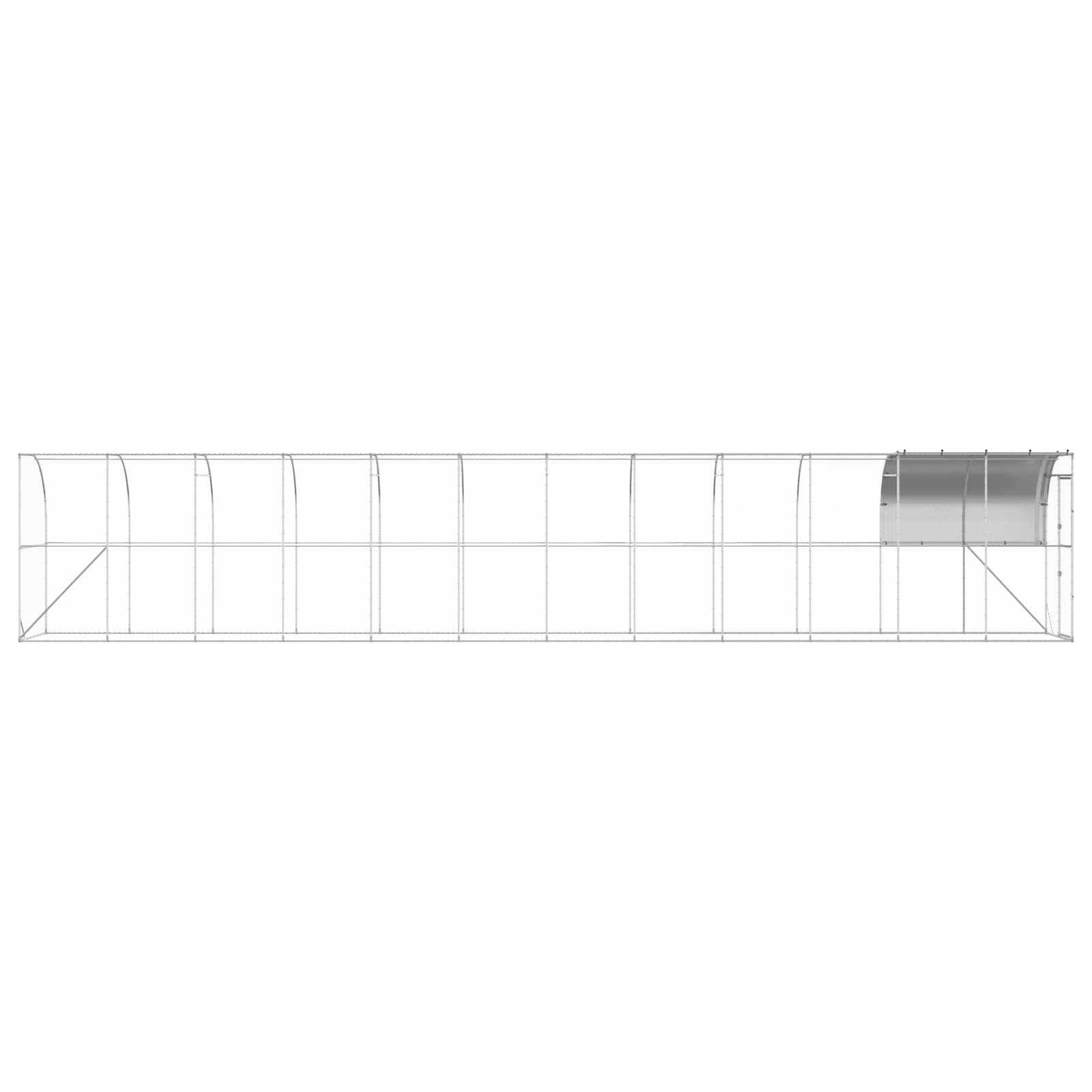 Against Wall Chicken Coop Silver 1200 x 150 x 215 cm