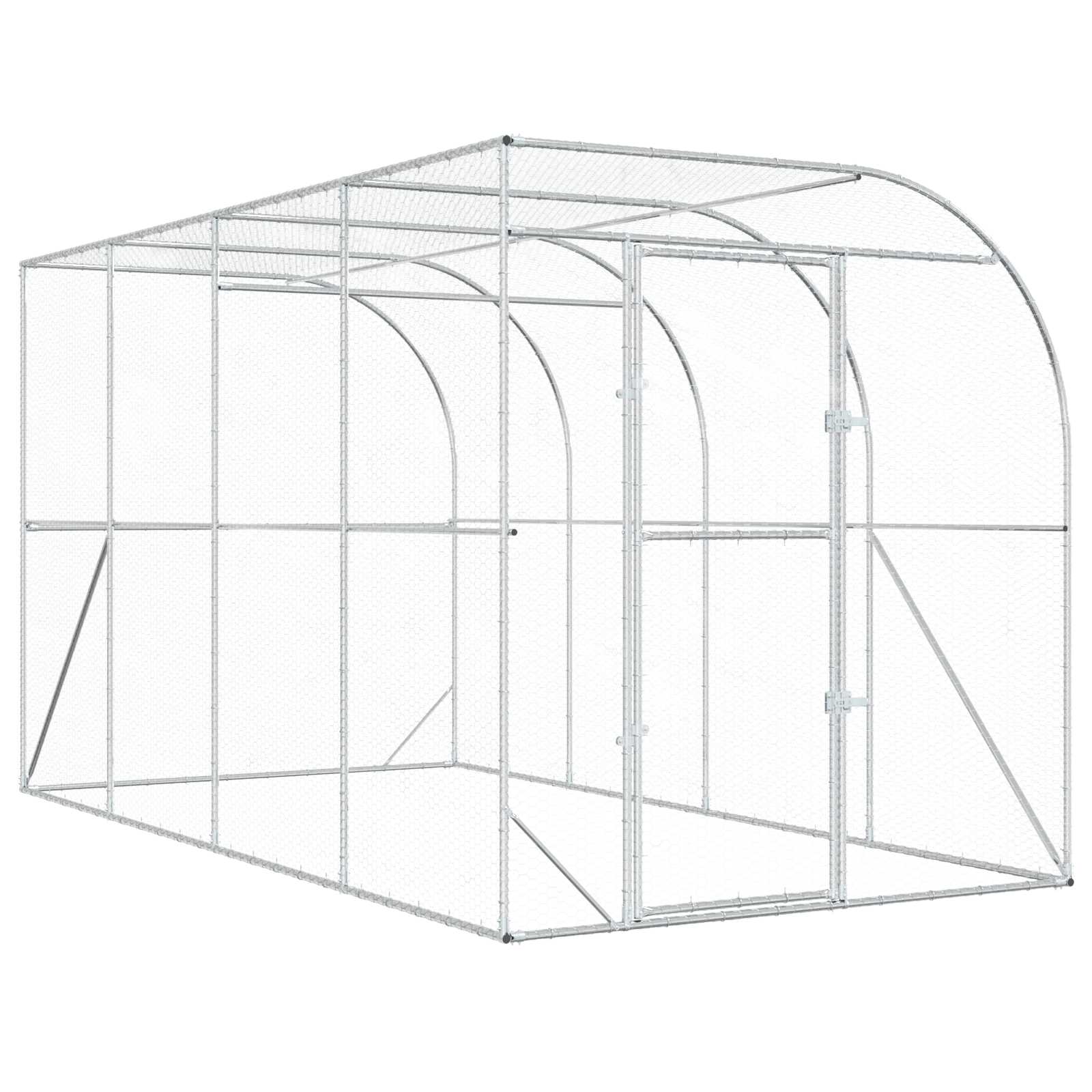 Against Wall Chicken Coop Silver 600 x 150 x 215 cm