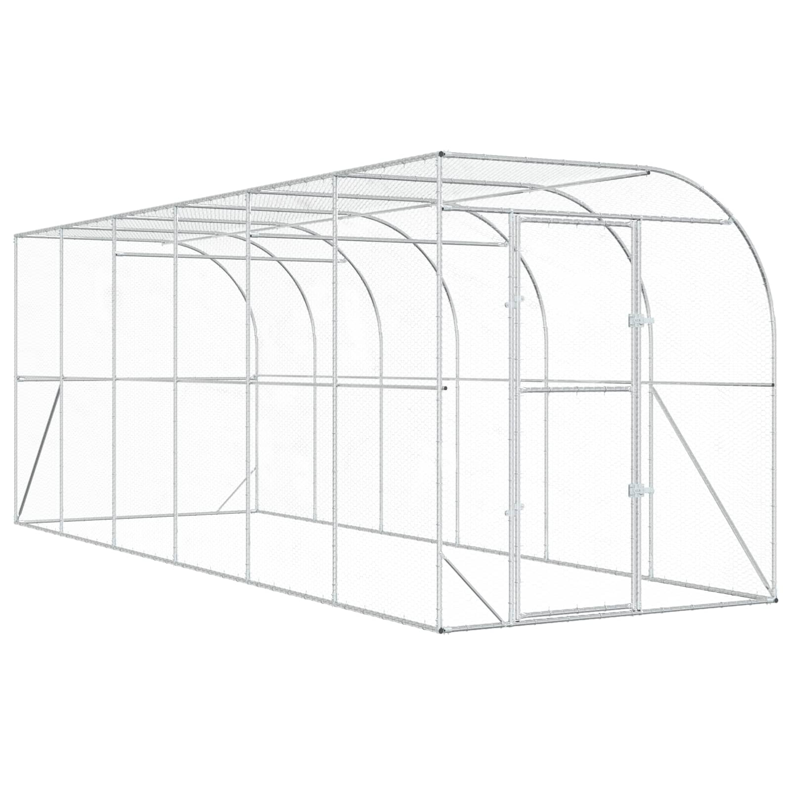 Against Wall Chicken Coop Silver 600 x 150 x 215 cm
