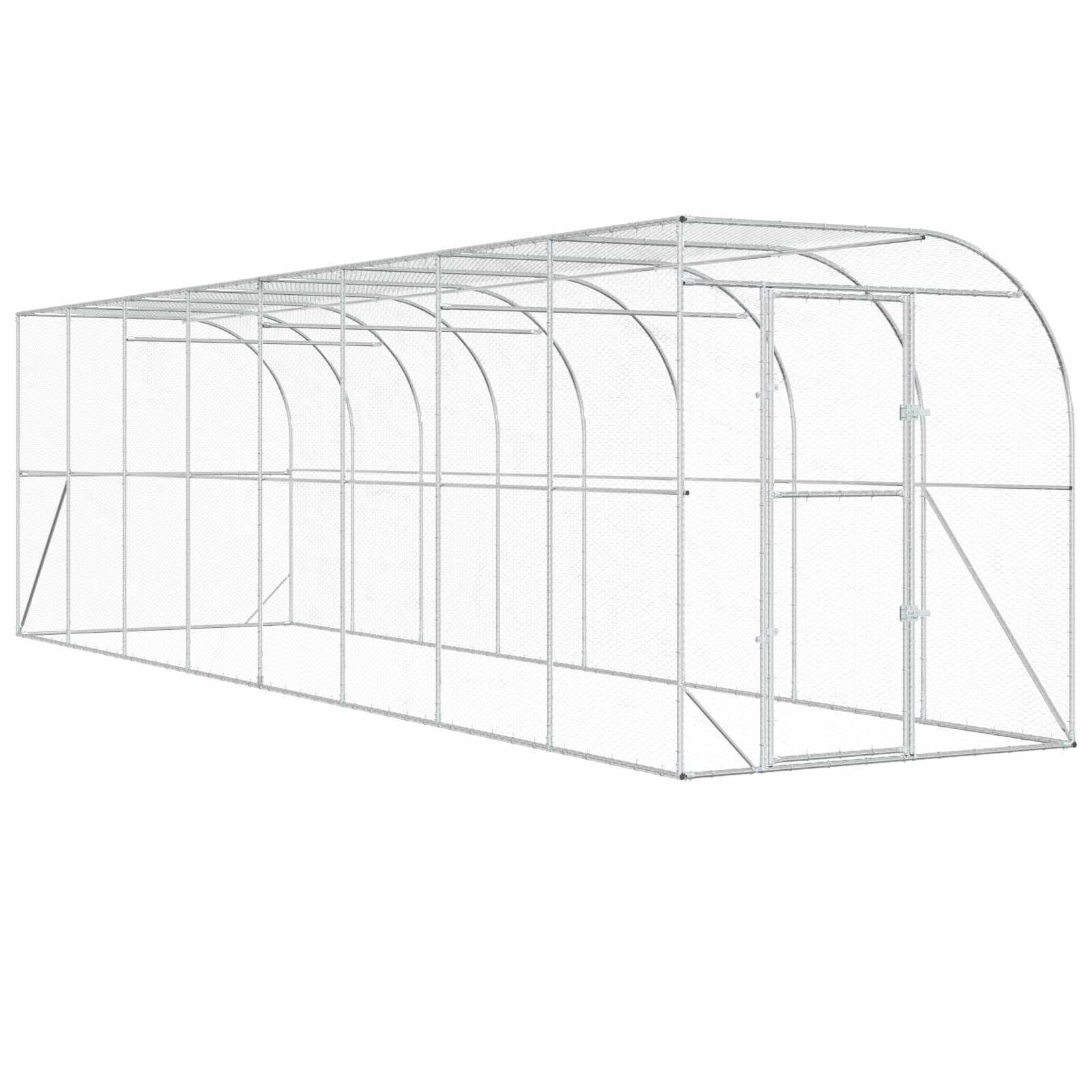 Against Wall Chicken Coop Silver 600 x 150 x 215 cm