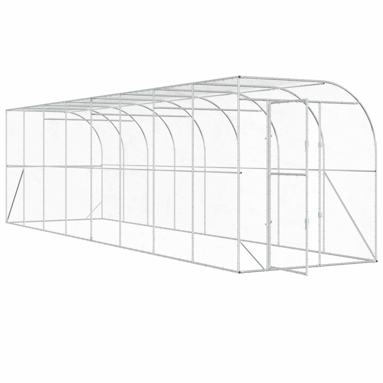 Against Wall Chicken Coop Silver 600 x 150 x 215 cm