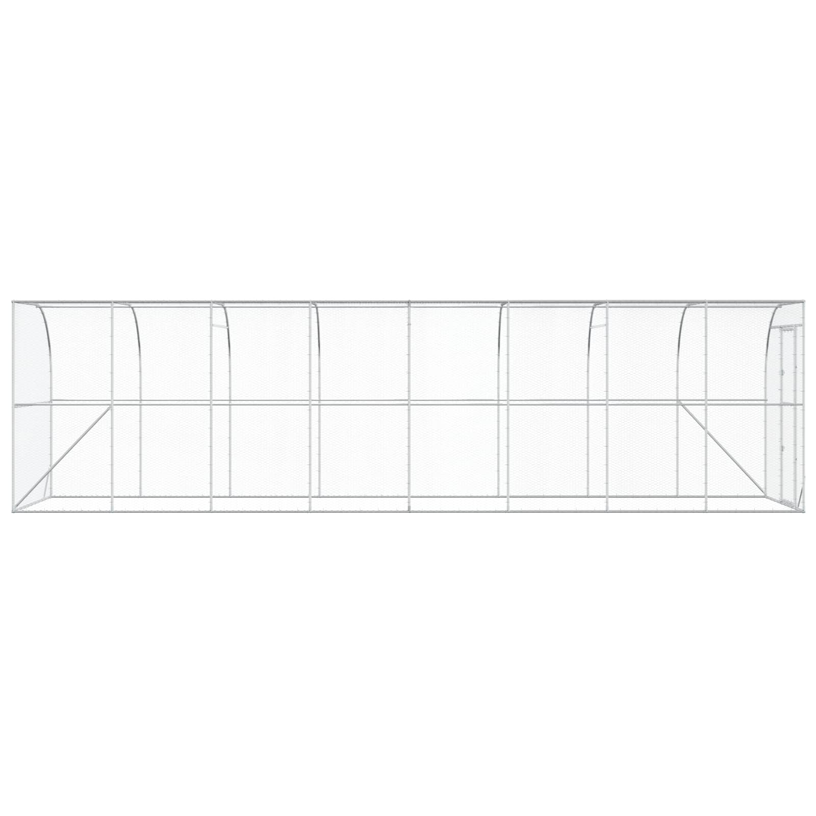 Against Wall Chicken Coop Silver 600 x 150 x 215 cm