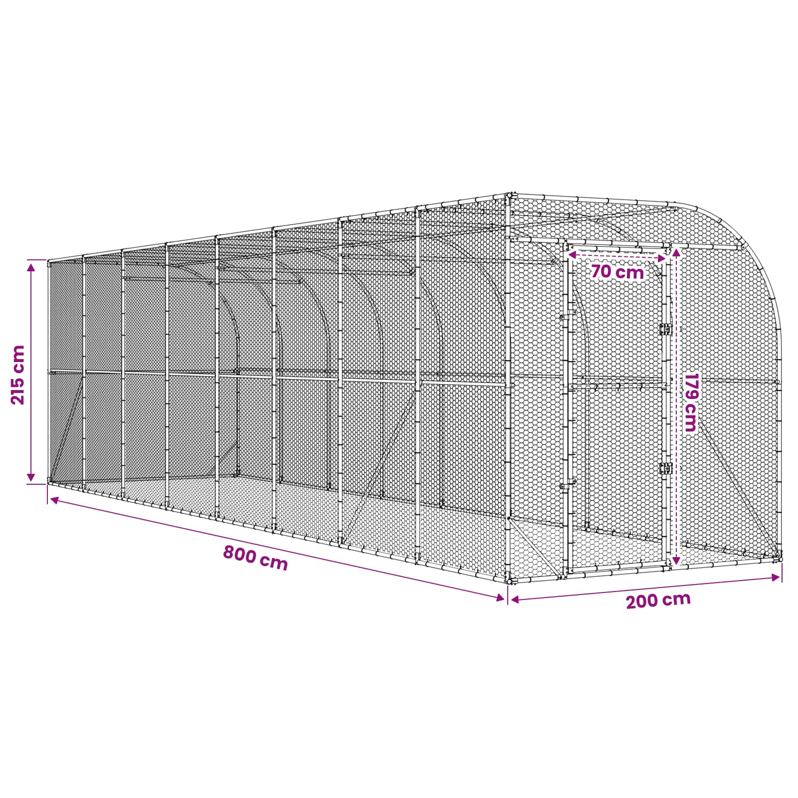 Against Wall Chicken Coop Silver 600 x 150 x 215 cm