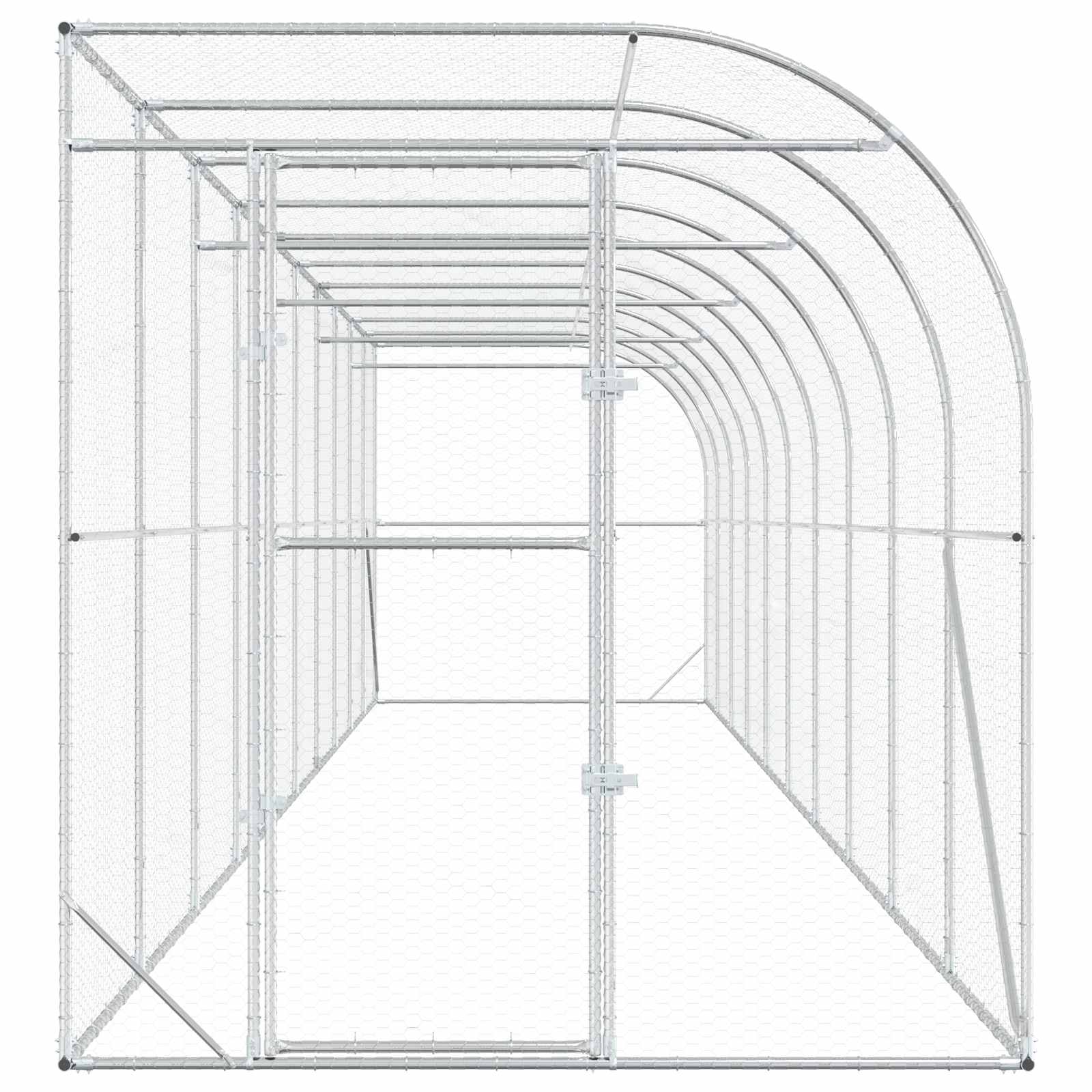 Against Wall Chicken Coop Silver 600 x 150 x 215 cm