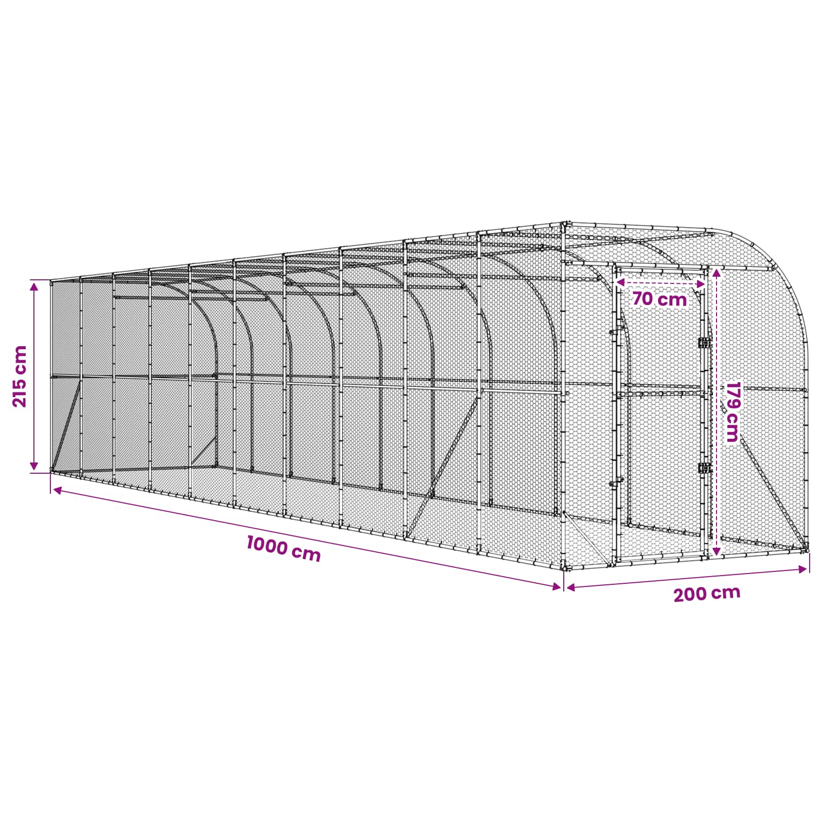 Against Wall Chicken Coop Silver 600 x 150 x 215 cm