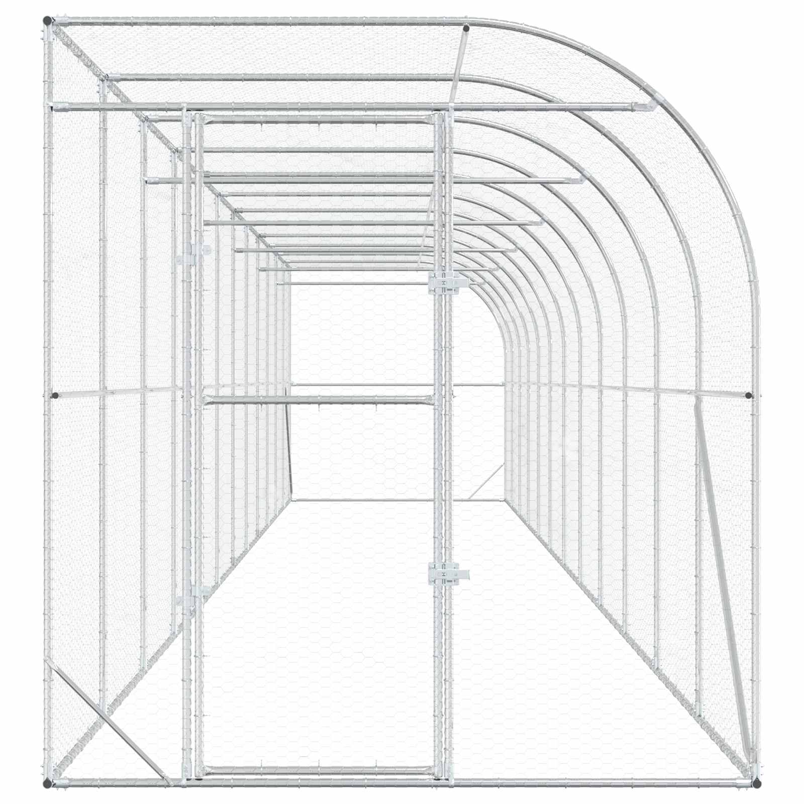 Against Wall Chicken Coop Silver 600 x 150 x 215 cm