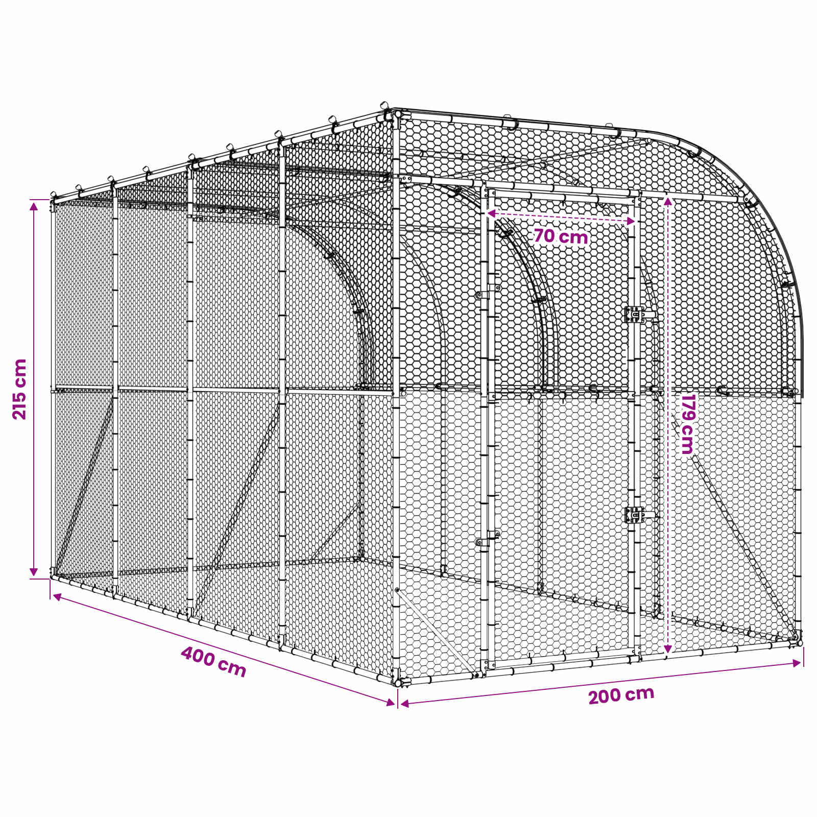 Against Wall Chicken Coop Silver 600 x 150 x 215 cm