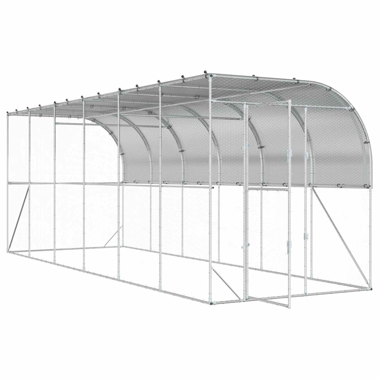 Against Wall Chicken Coop Silver 600 x 150 x 215 cm