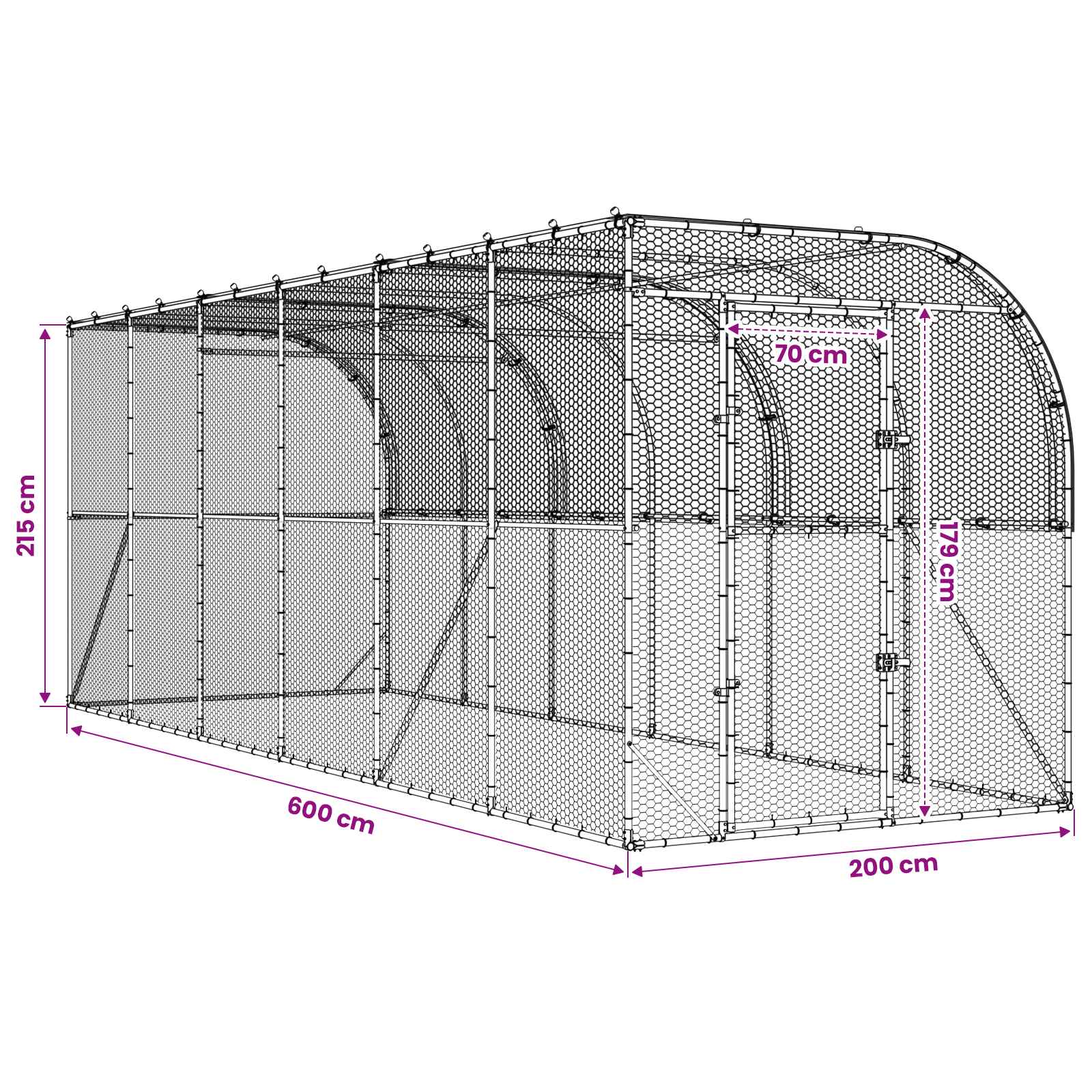 Against Wall Chicken Coop Silver 600 x 150 x 215 cm