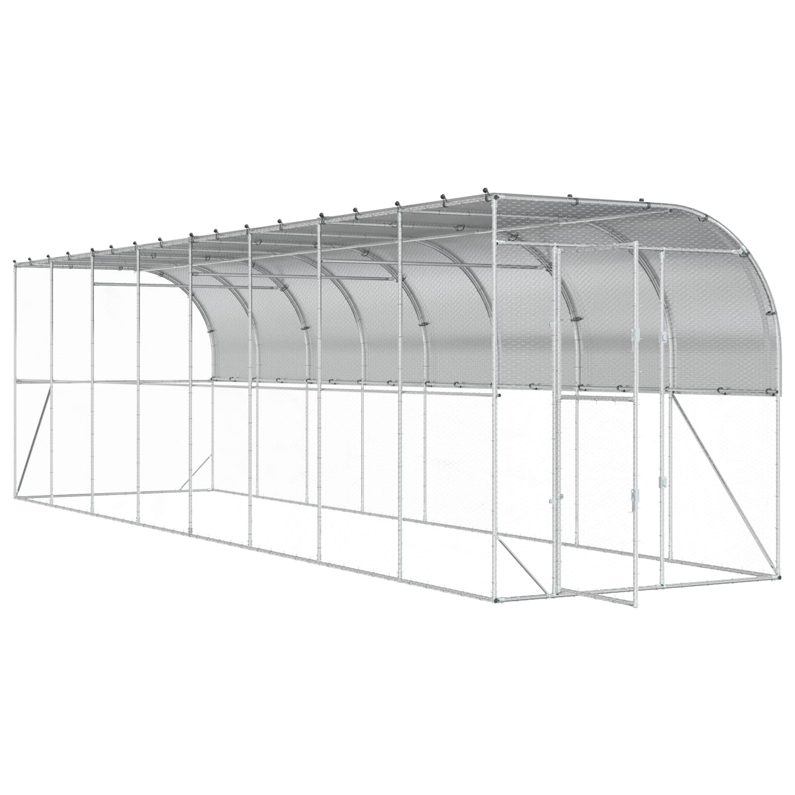 Against Wall Chicken Coop Silver 600 x 150 x 215 cm