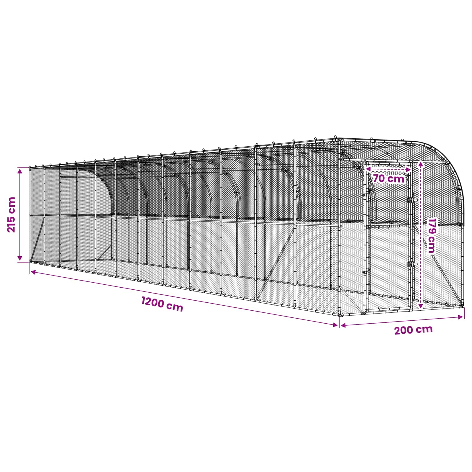 Against Wall Chicken Coop Silver 600 x 150 x 215 cm