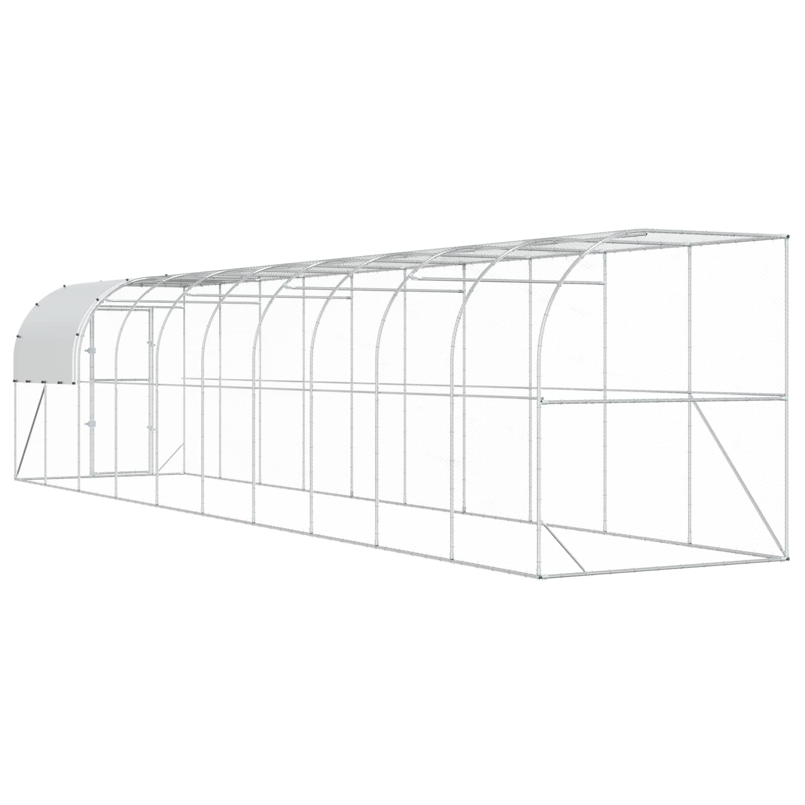 Against Wall Chicken Coop Silver 1000 x 200 x 215 cm