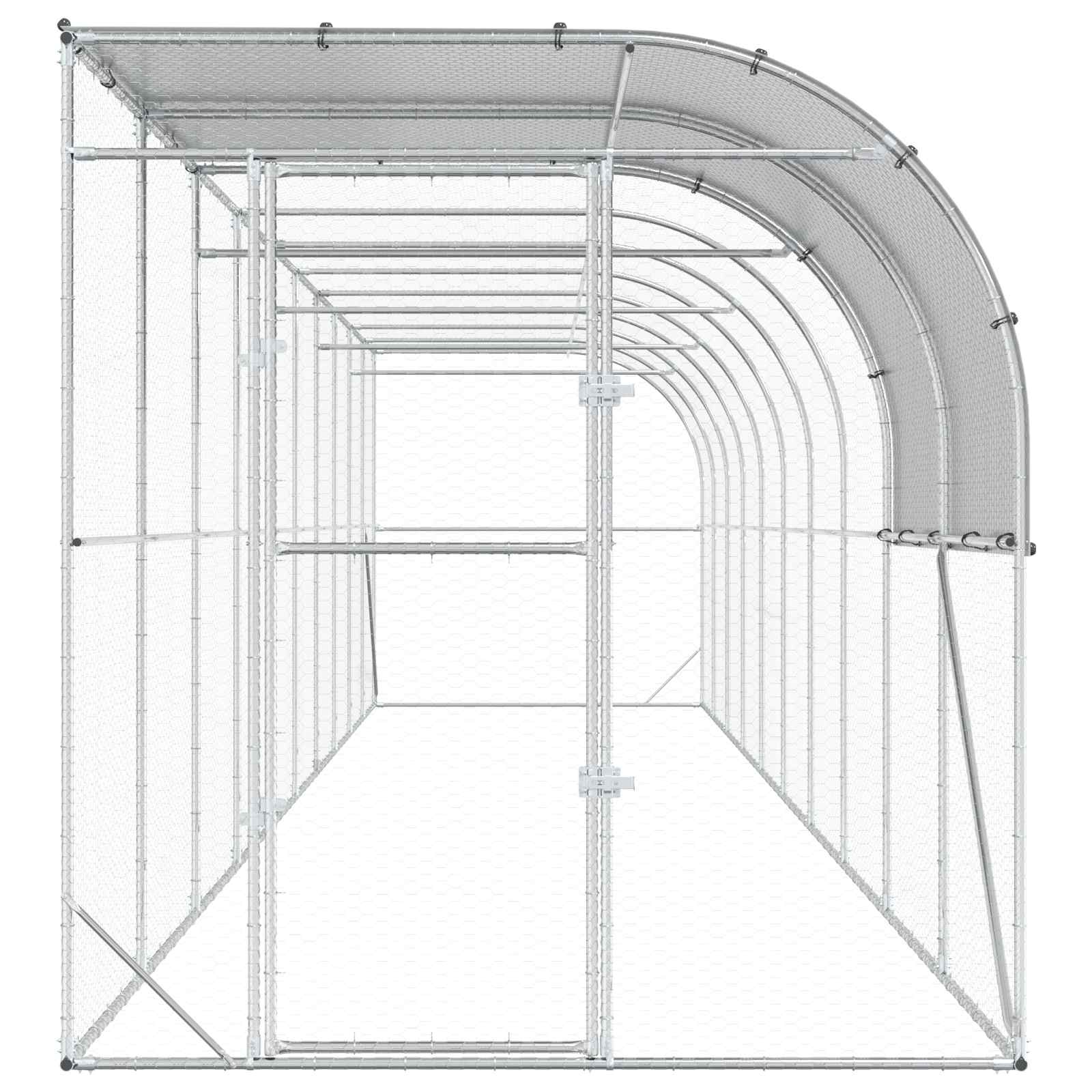Against Wall Chicken Coop Silver 1000 x 200 x 215 cm