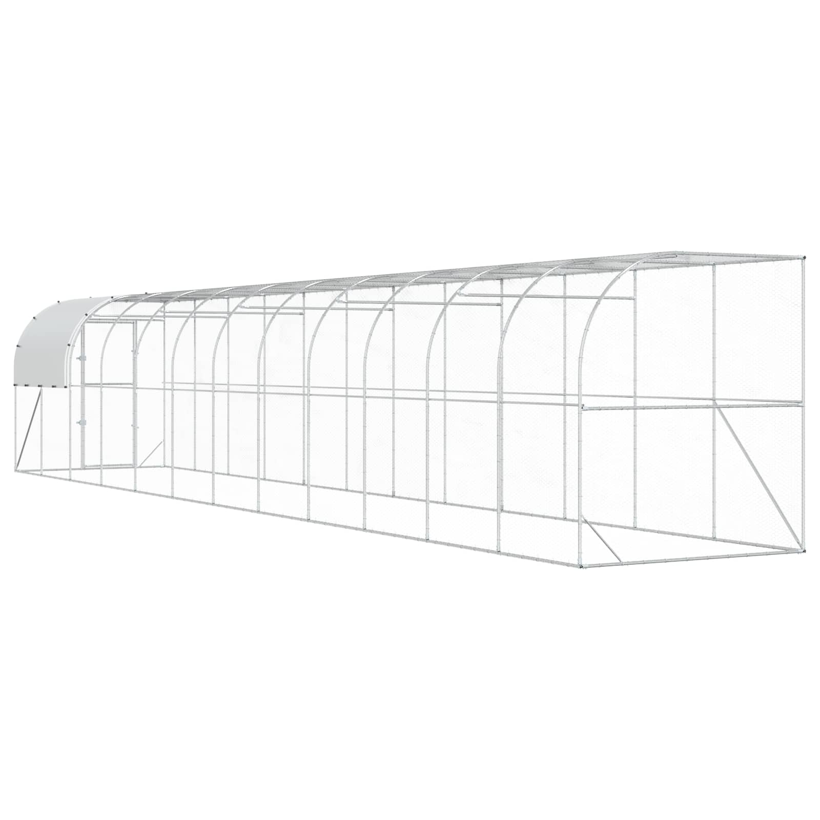 Against Wall Chicken Coop Silver 1200 x 200 x 215 cm